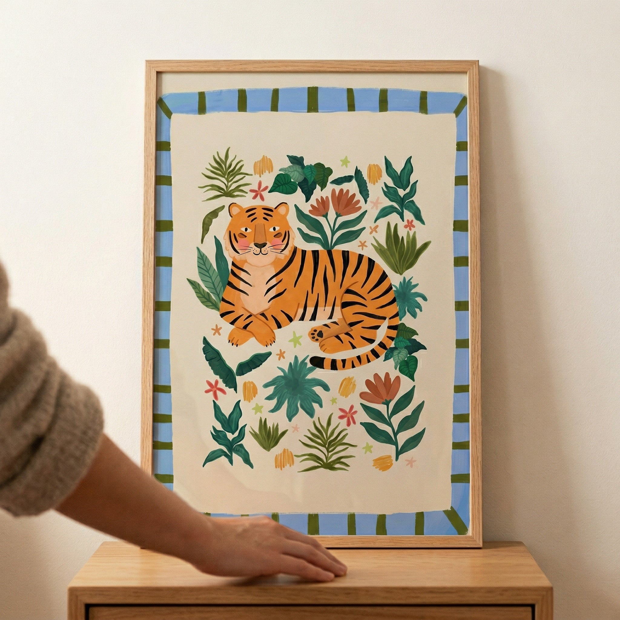 Orange Striped Lying Tiger Wall Art - Striped Jungle Cat