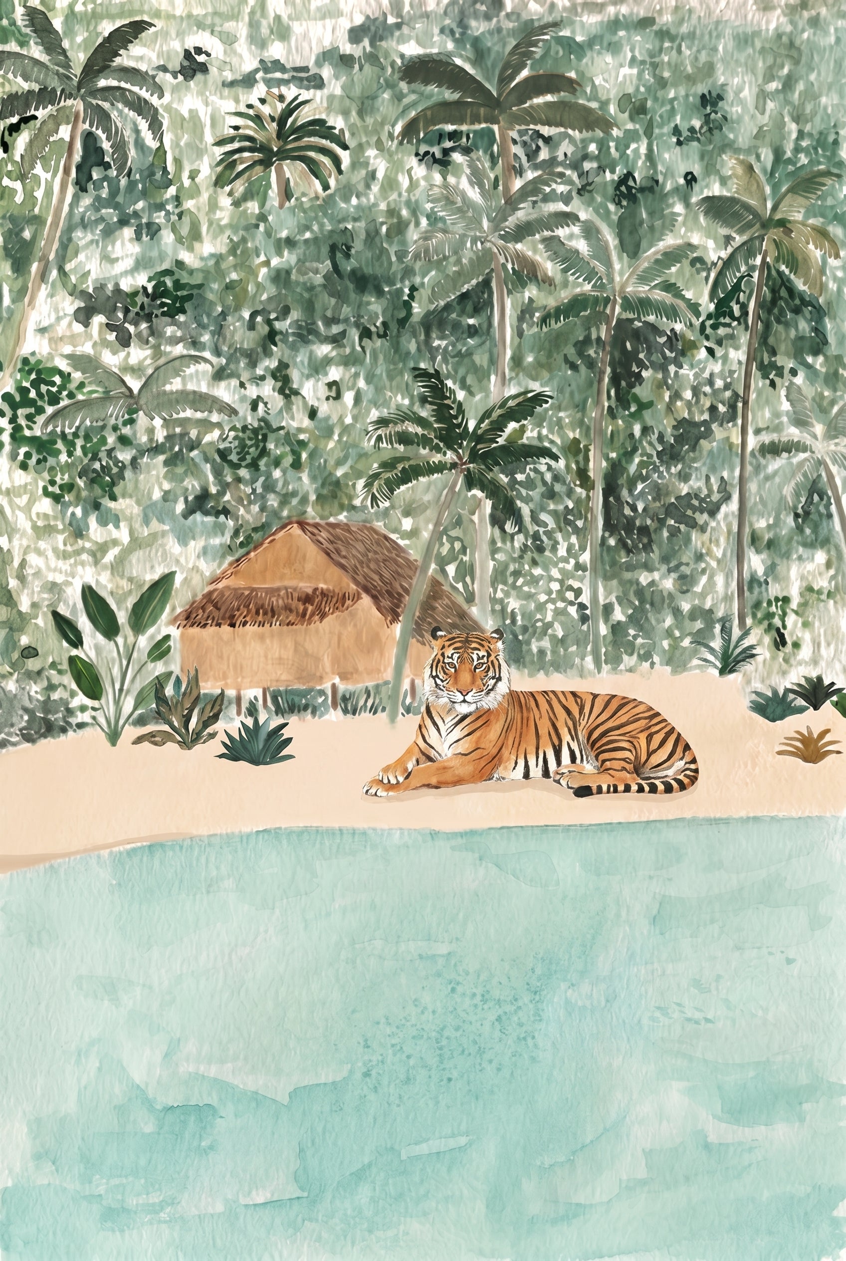 Orange Striped Tiger Wall Art - Tropical Tiger Haven