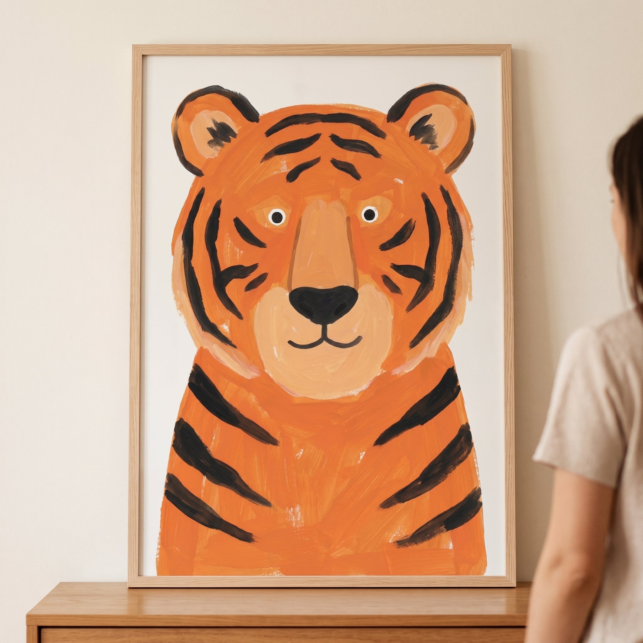 Orange Tiger Wall Art - Bold Striped Tiger