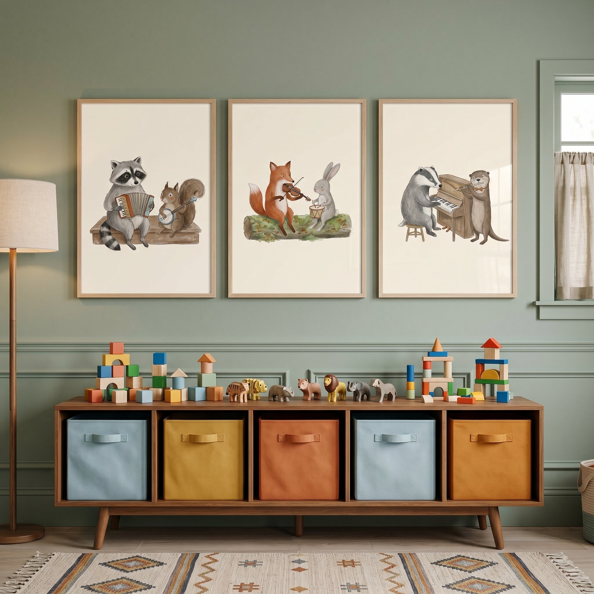 Organic Tone Forest Animal Wall Art Set Of 3 - Forest Melody Friends