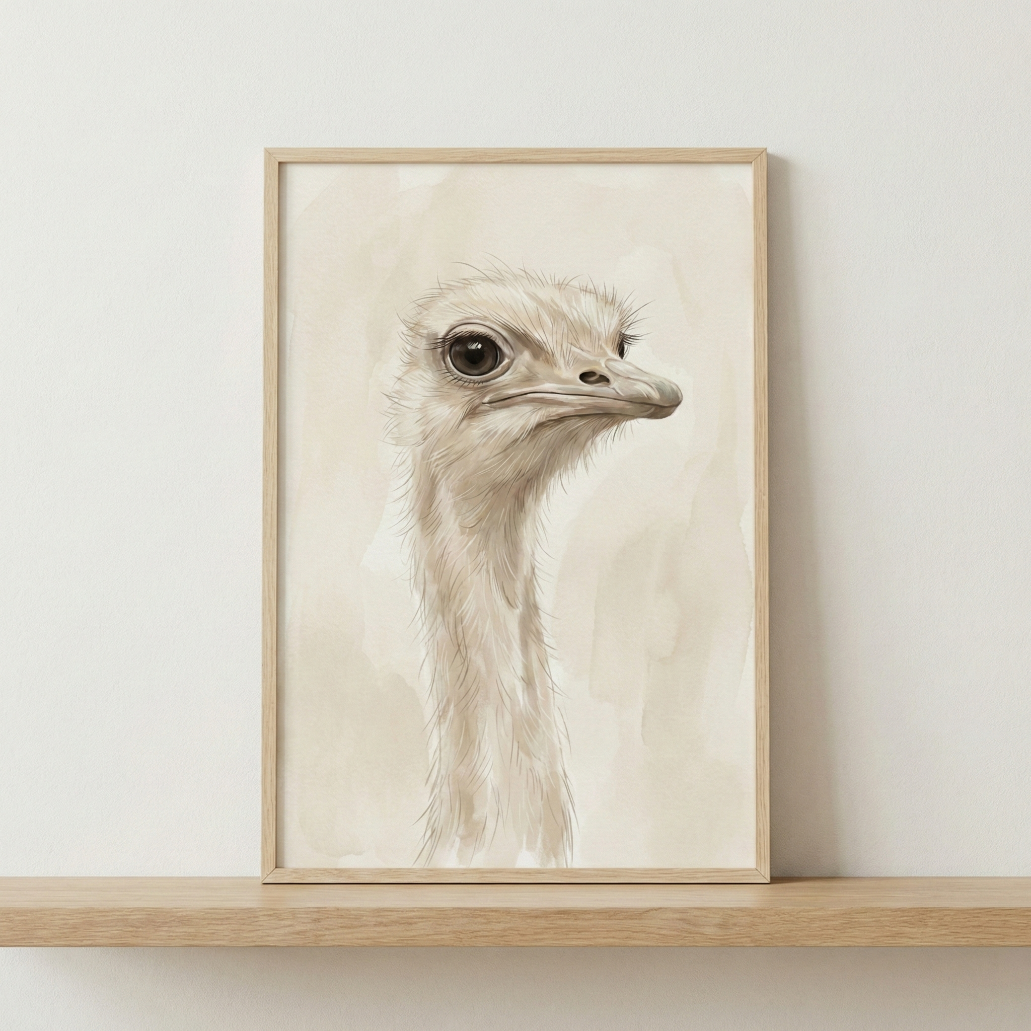 Ostrich Portrait Wall Art - Elegant Ostrich Gaze