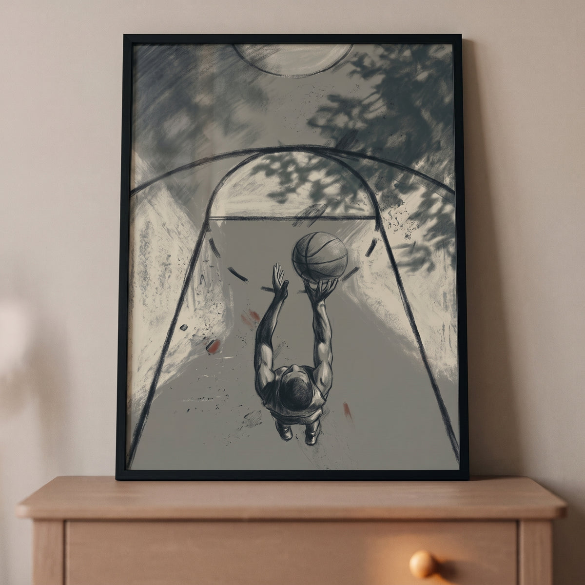 Overhead View Basketball Player Sports Wall Art - Vertical Reach