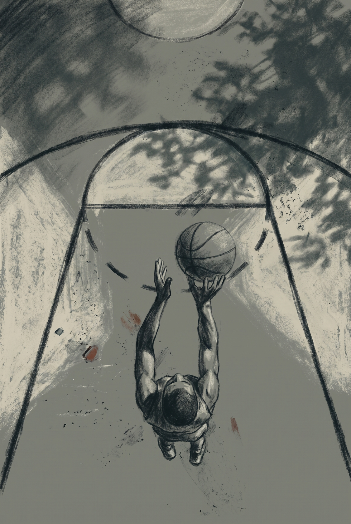 Overhead View Basketball Player Sports Wall Art - Vertical Reach