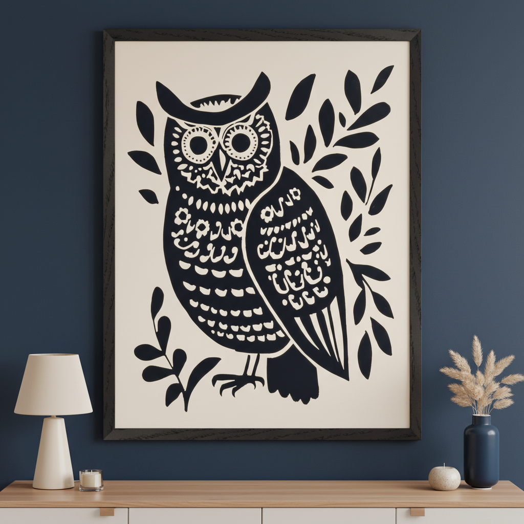 Midnight Guardian - Owl Wall Art for Living Room, Bedroom or Office