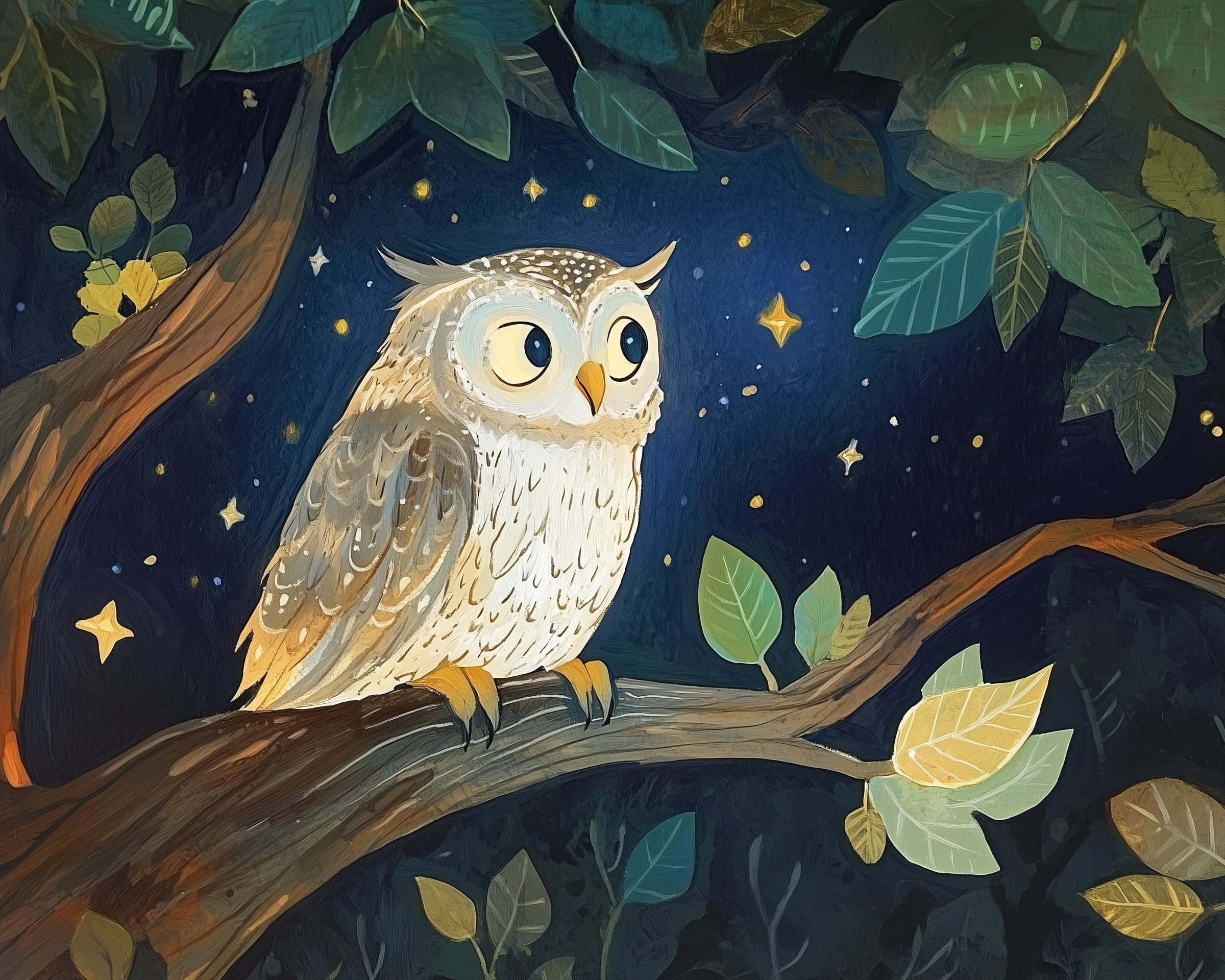 Wanderlight Woods Owl Wall Art for Nursery, Playroom or Kids Bedrooms - Enchanting Woodland Forest Decor - Owltales