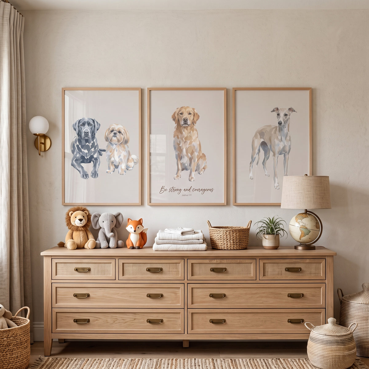 Painterly Multi Breed Dogs Wall Art Set of 3 - Valiant Paws Art