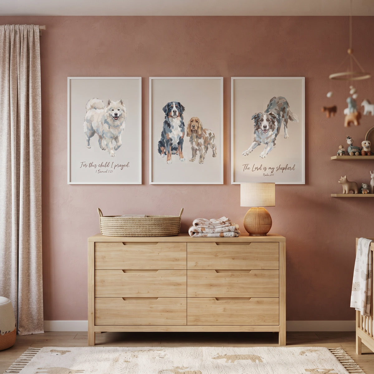 Painterly Soft Neutral Dogs Wall Art Set of 3 - Faithful Dog Prints