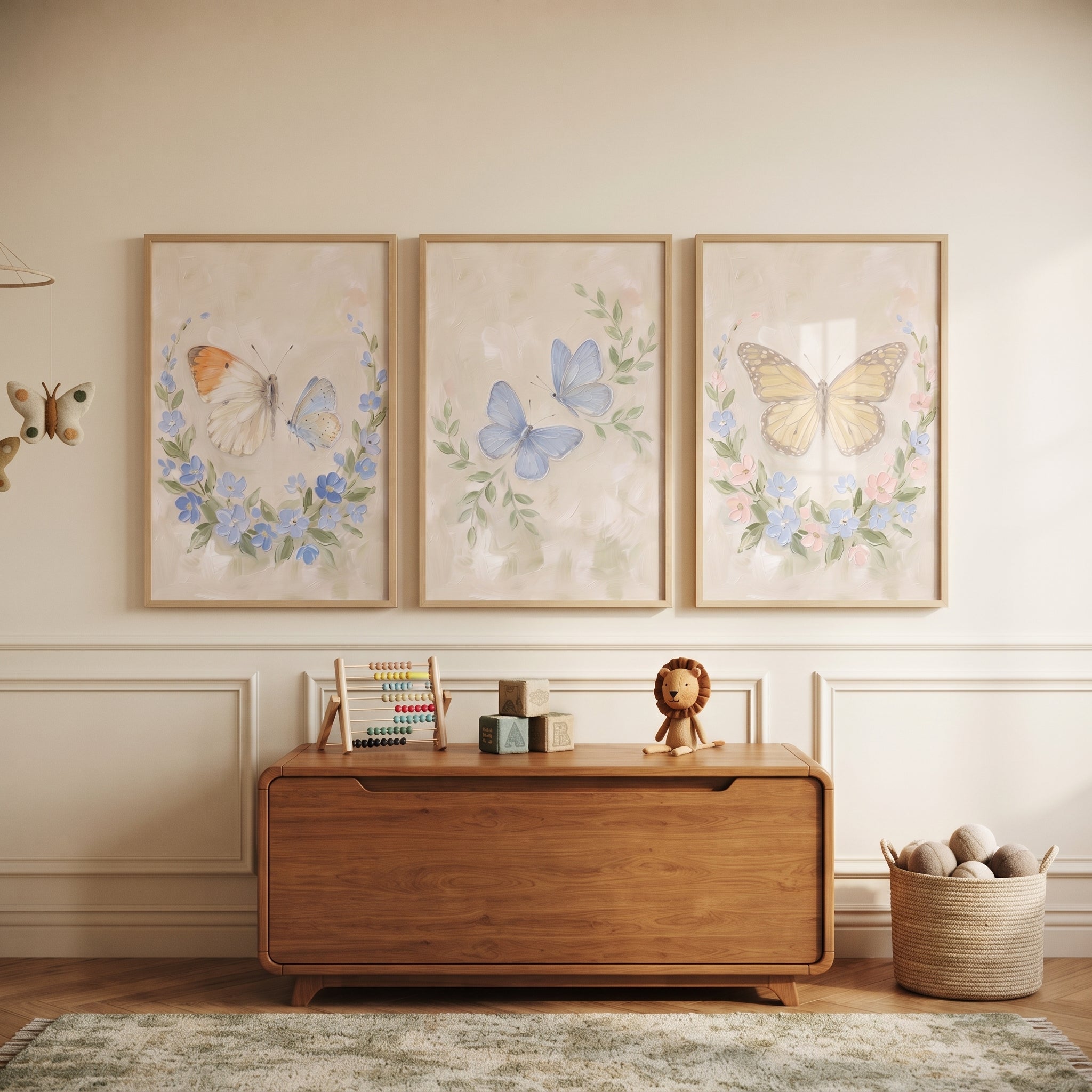 Pale Palette Garden Butterfly Wall Art Set of 3 - Delicate Winged Trio