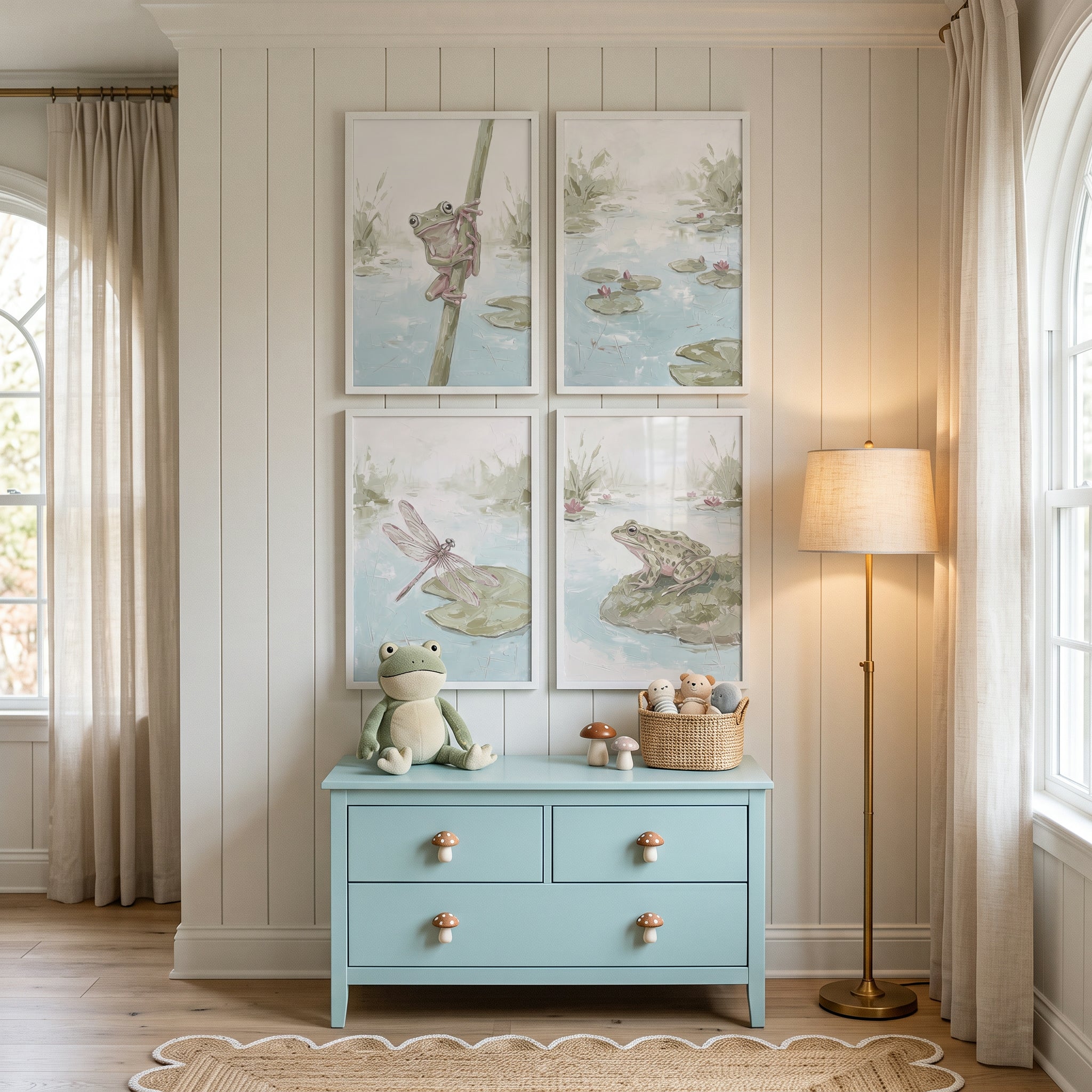 Pale Sage Wetland Nature Wall Art Set Of 4 - Gentle Marsh Scenes