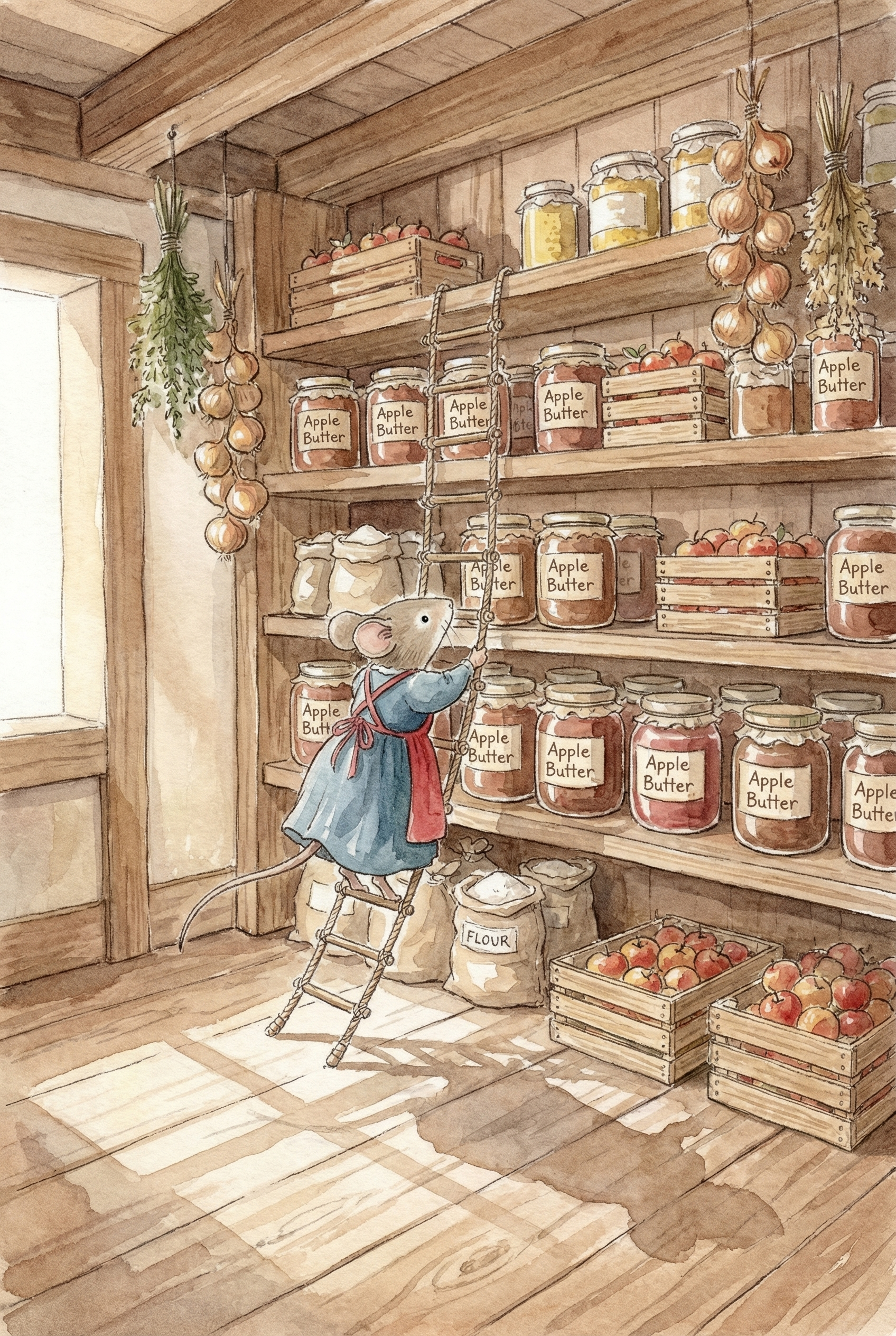 Pantry Ladder Climbing Mouse Wall Art - Cozy Apple Pantry
