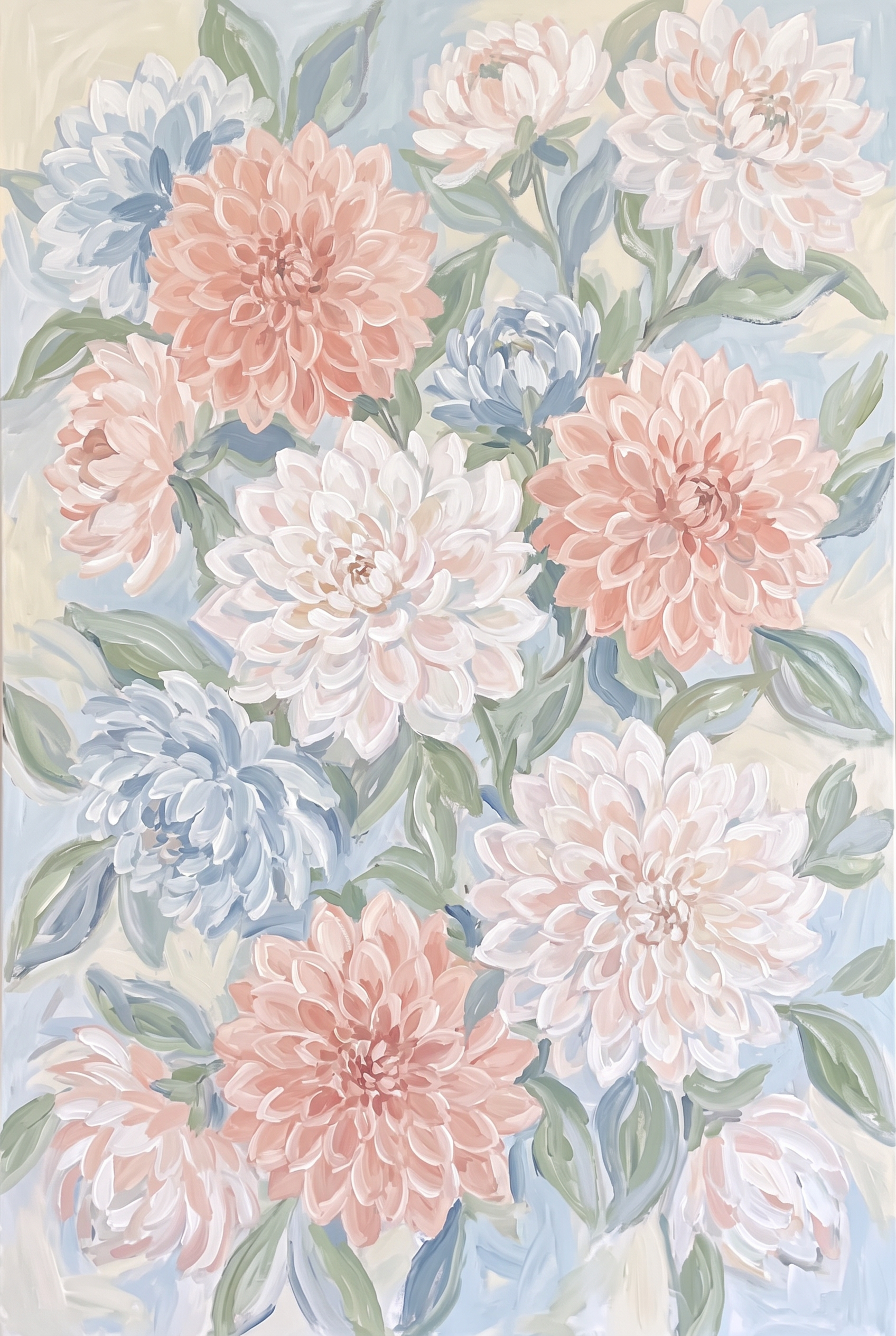 Pastel Blush Pink Dahlia Floral Wall Art - Soft Bloom Dream