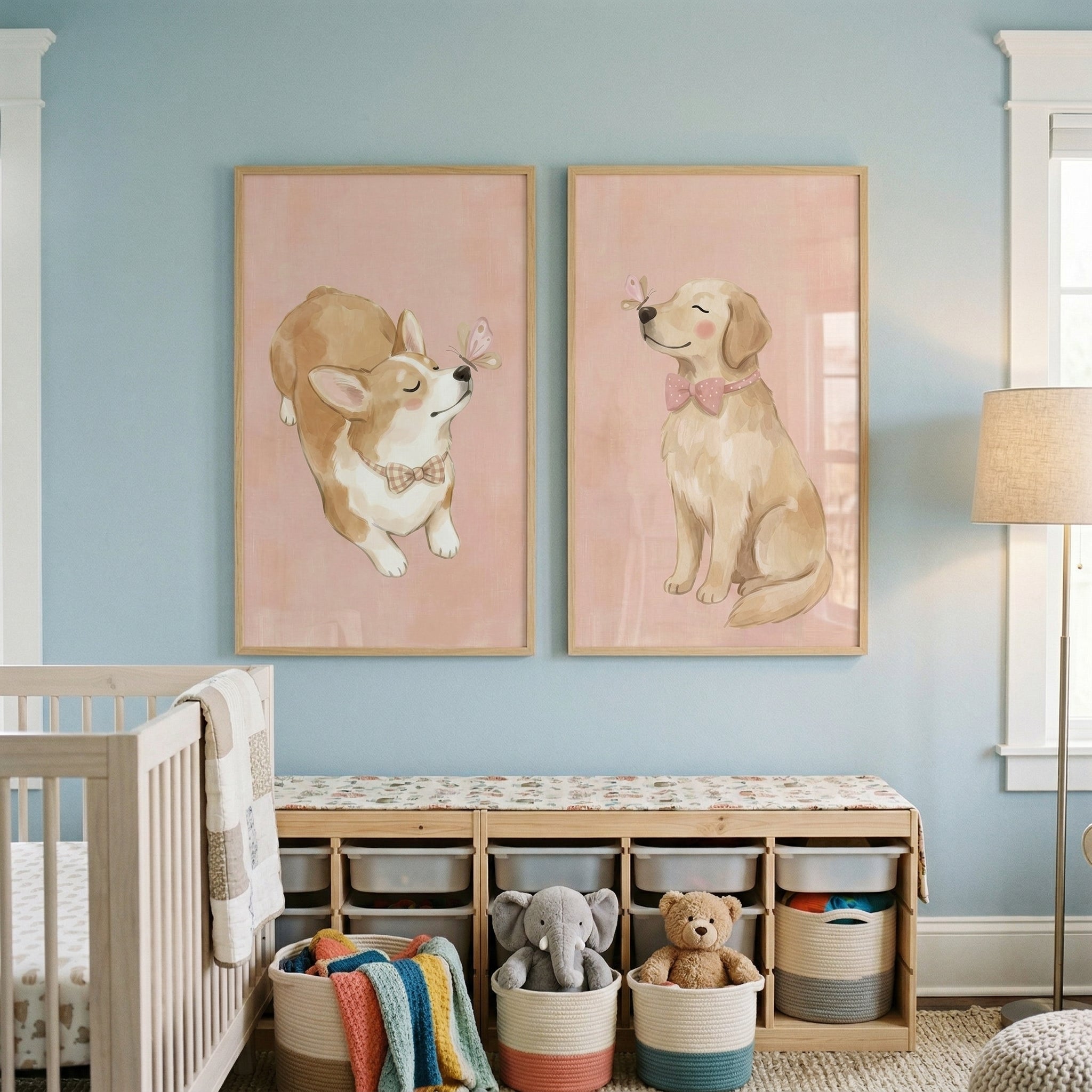 Pastel Bow Tie Dog Print Set of 2 - Sweet Butterfly Friends