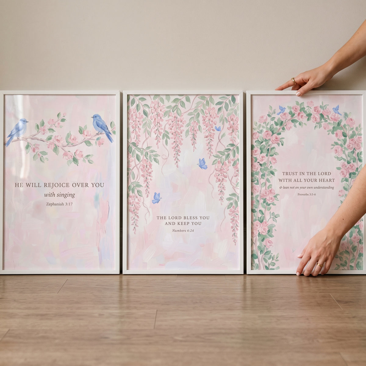 Pastel Garden Bible Verse Print Set of 3 - Pastel Scripture Garden