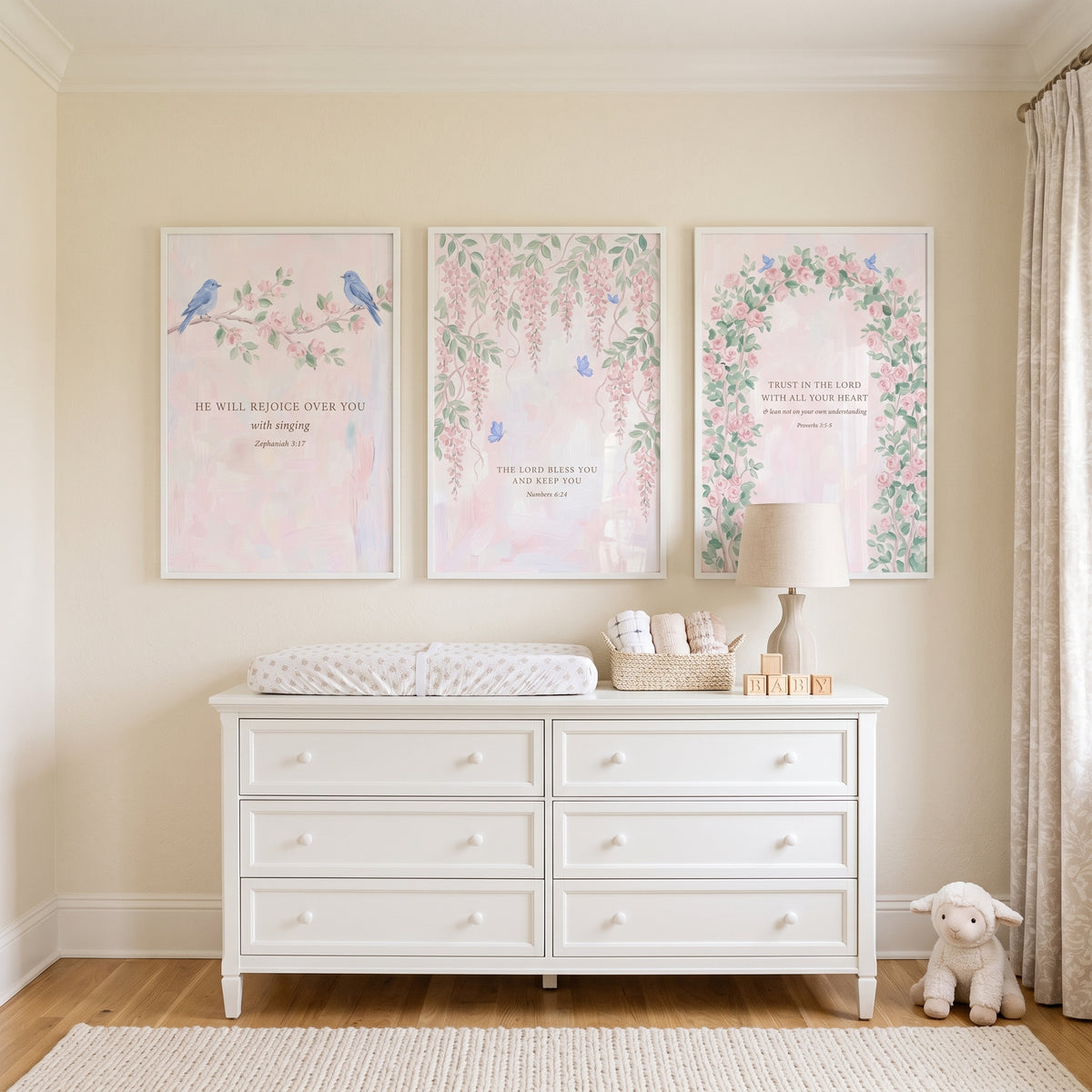 Pastel Garden Bible Verse Print Set of 3 - Pastel Scripture Garden