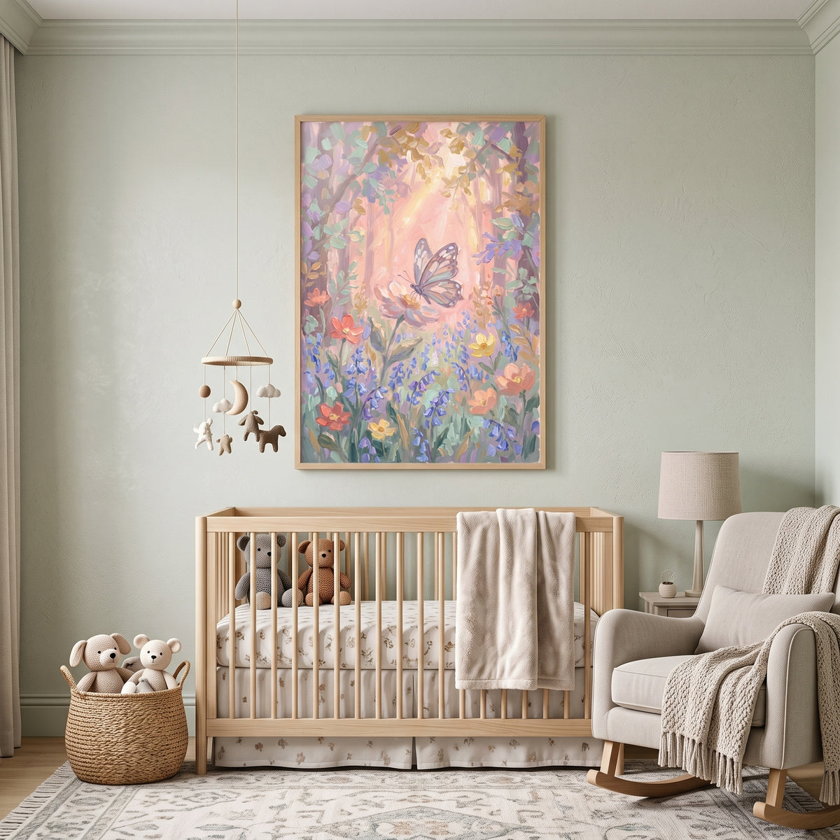 Pastel Impasto Butterfly Floral Wall Art - Sunlit Winged Bliss