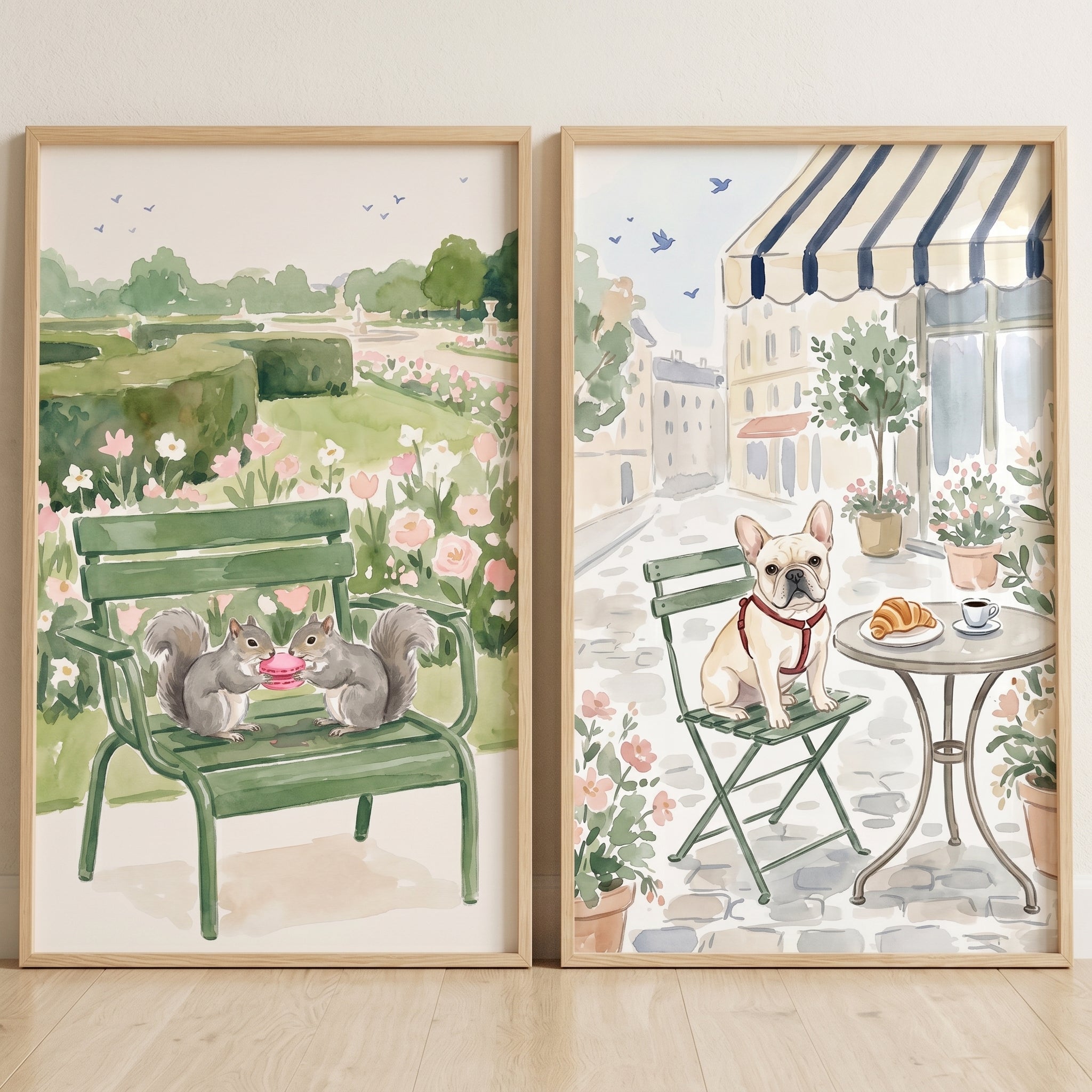 Pastel Paris Animal Wall Art Set of 2 - Sweet Garden Treats