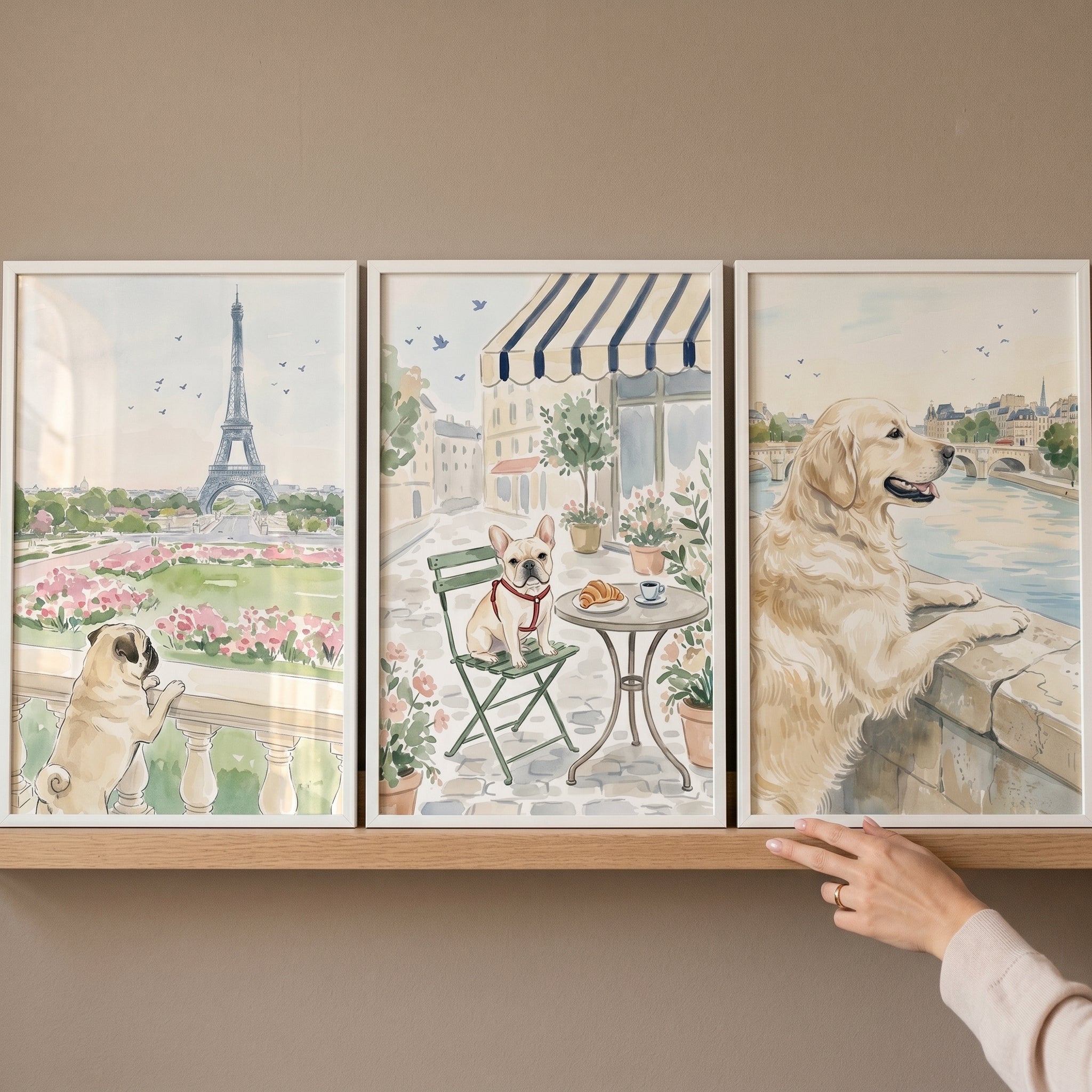 Pastel Parisian Dog Wall Art Set of 3 - Paws In Paris