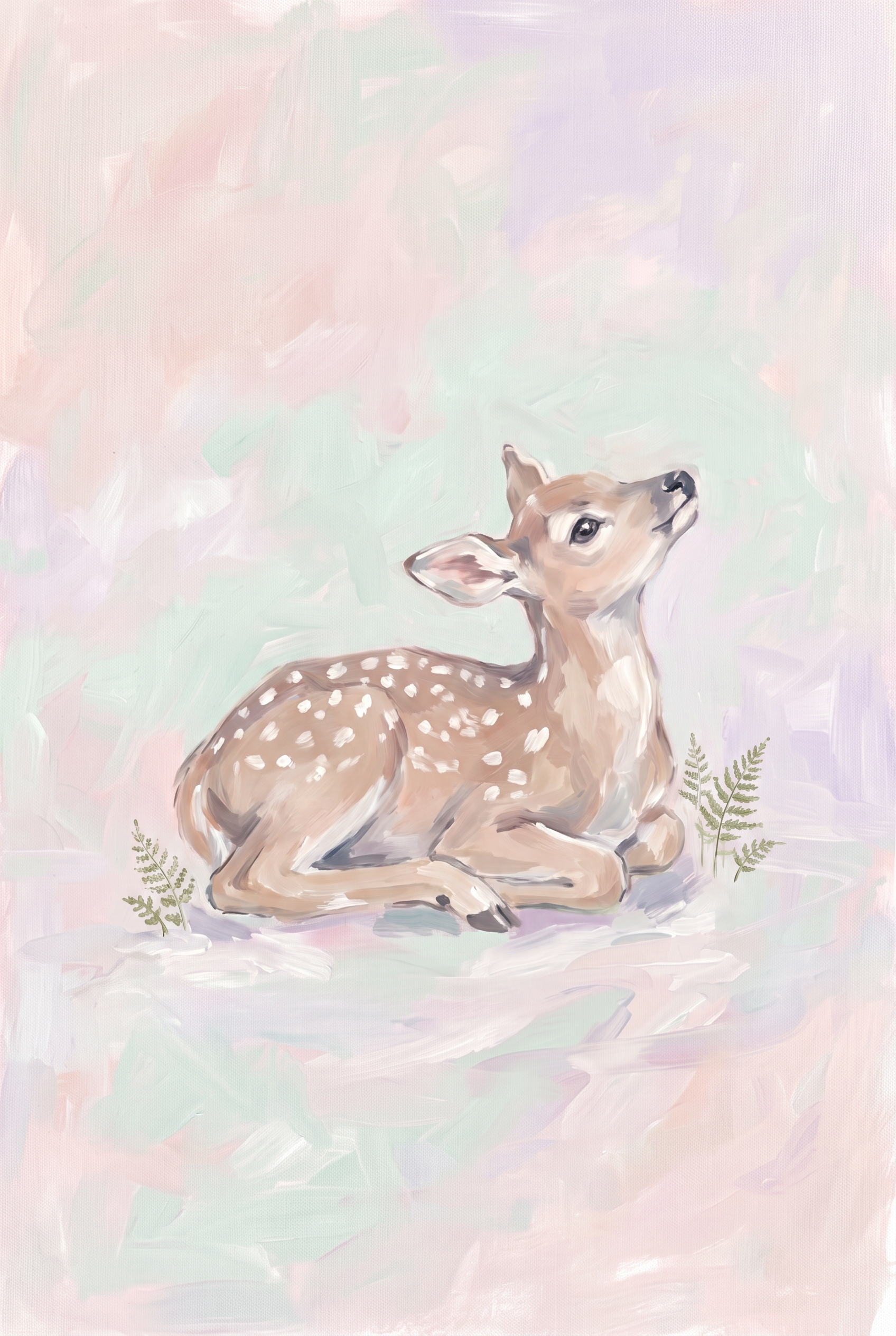 Pastel Pink Resting Fawn Wall Art - Pastel Fawn Dream