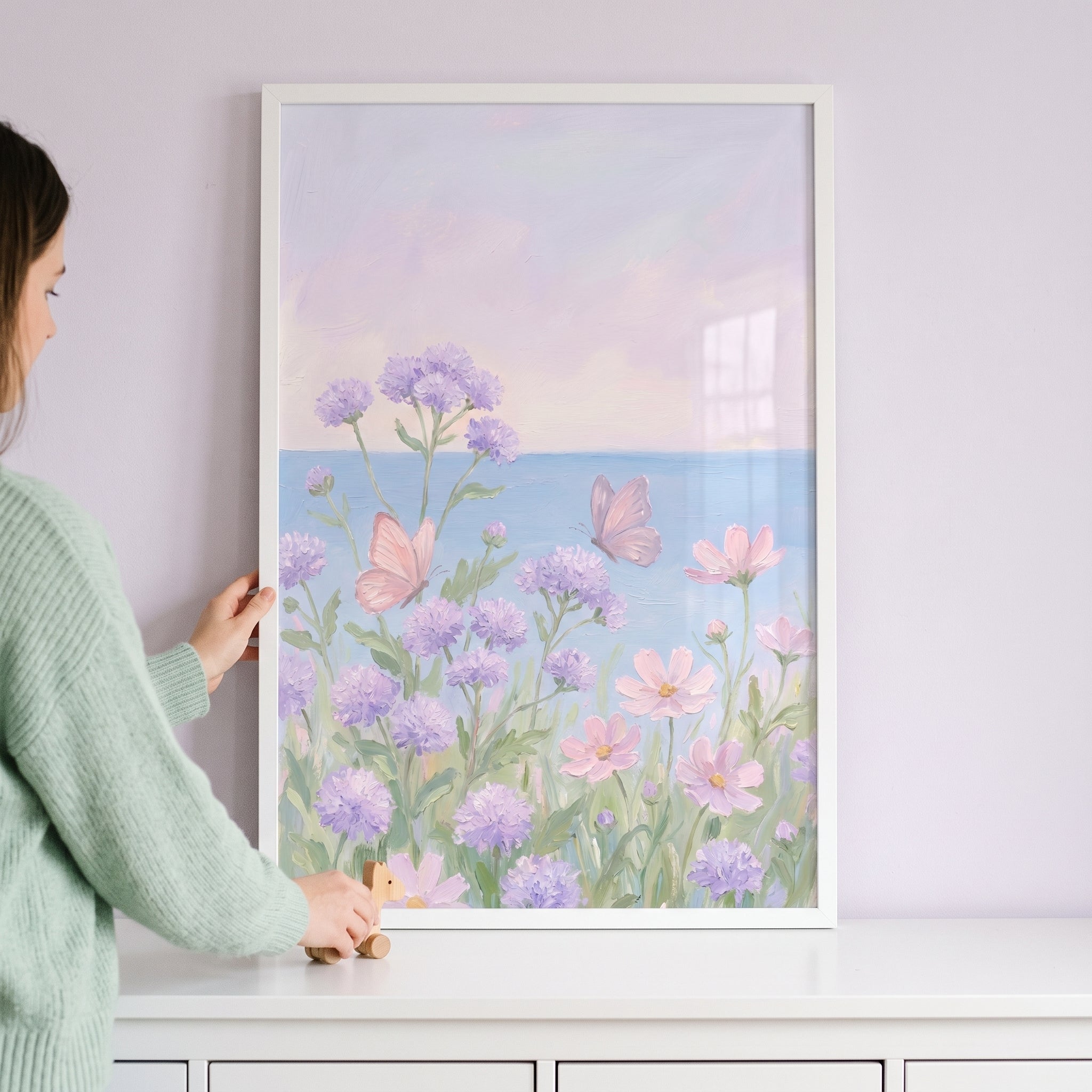 Pastel Purple Floral Butterfly Wall Art - Pastel Petal Flight