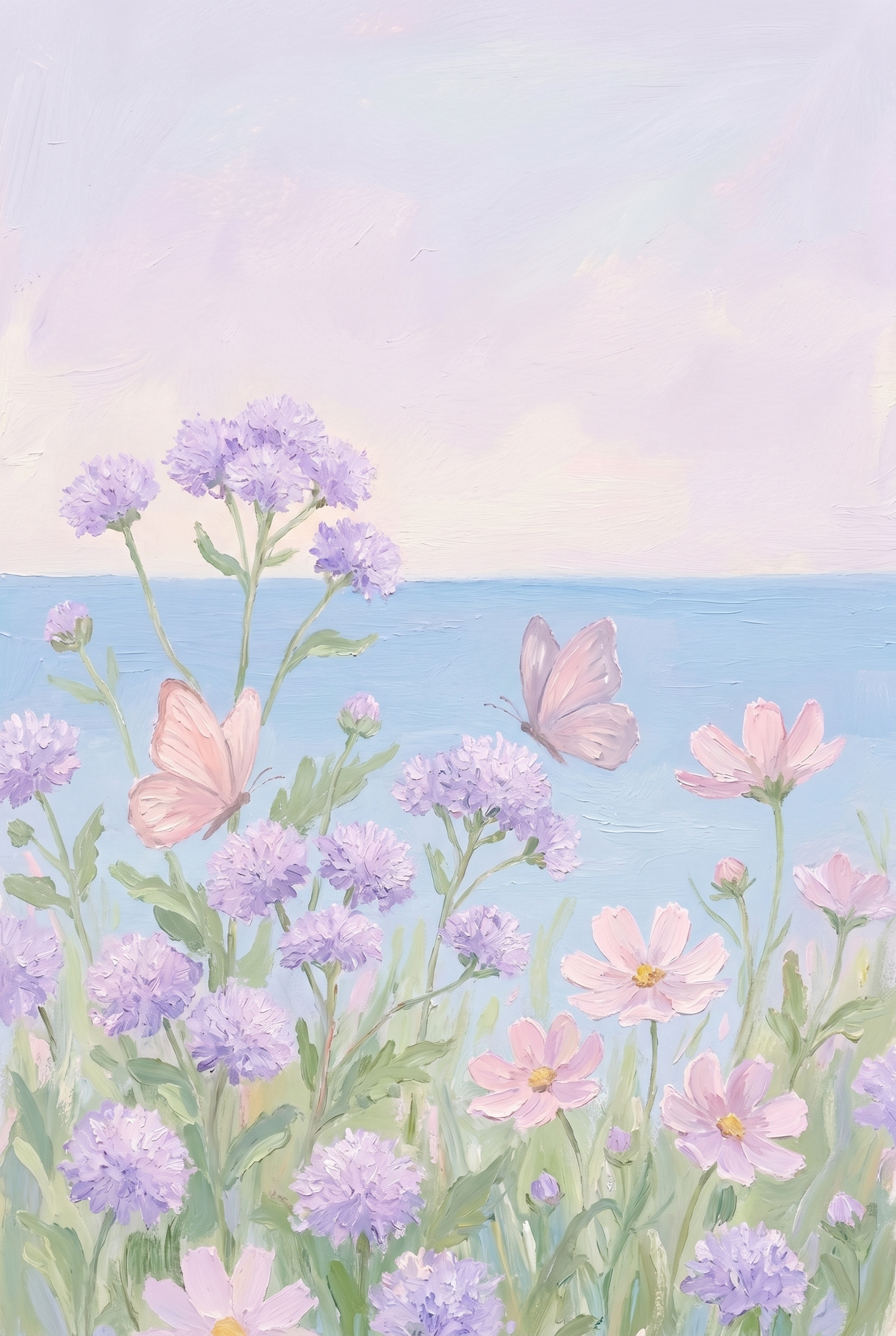 Pastel Purple Floral Butterfly Wall Art - Pastel Petal Flight