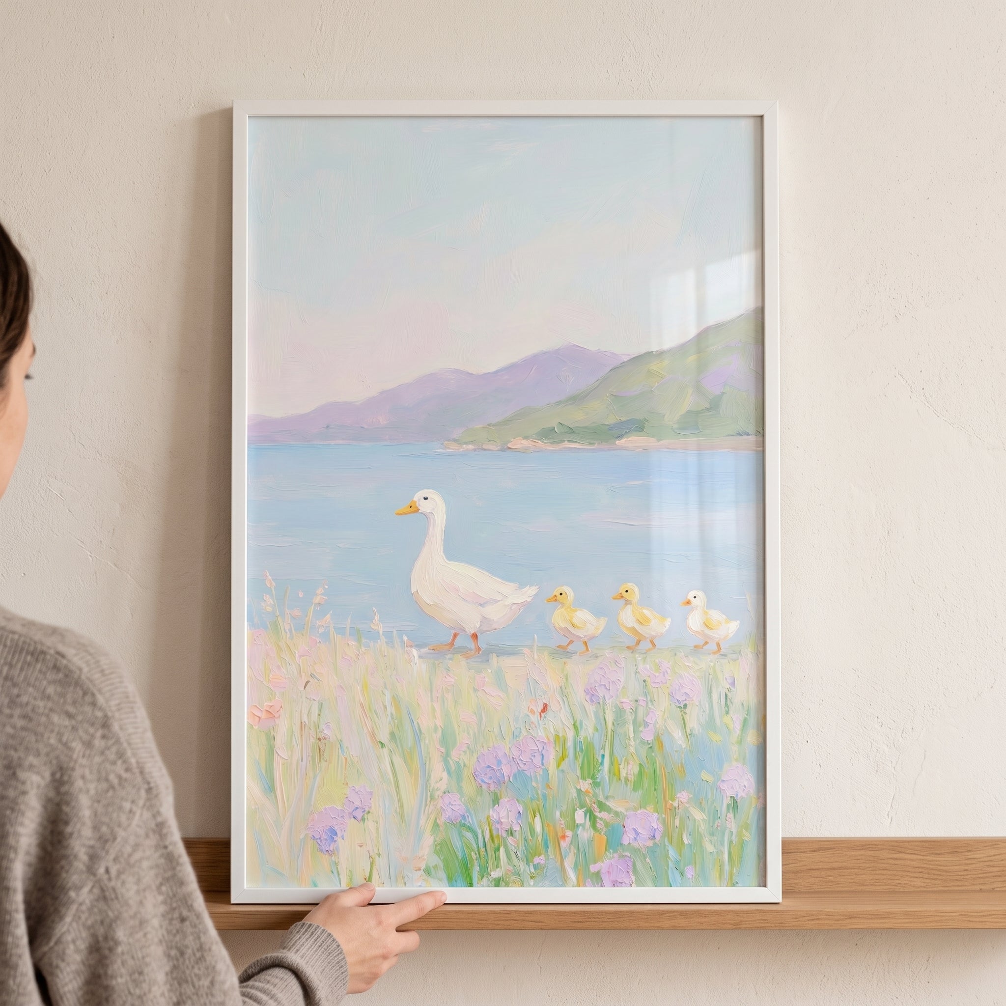 Pastel Wildflower Meadow Duck Wall Art - Duckling Meadow Stroll