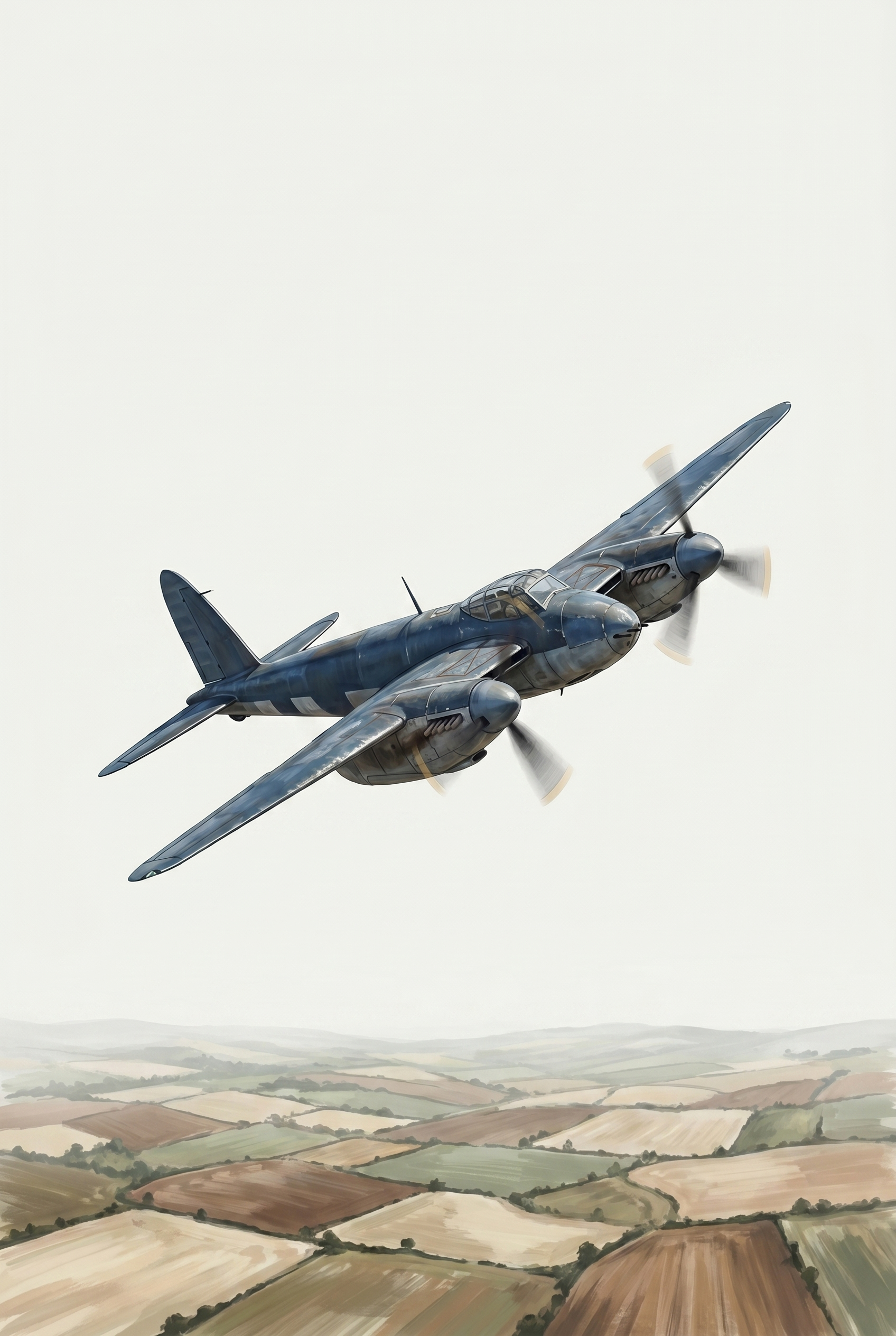 Patchwork Field Vintage Airplane Wall Art - Vintage Sky Guardian