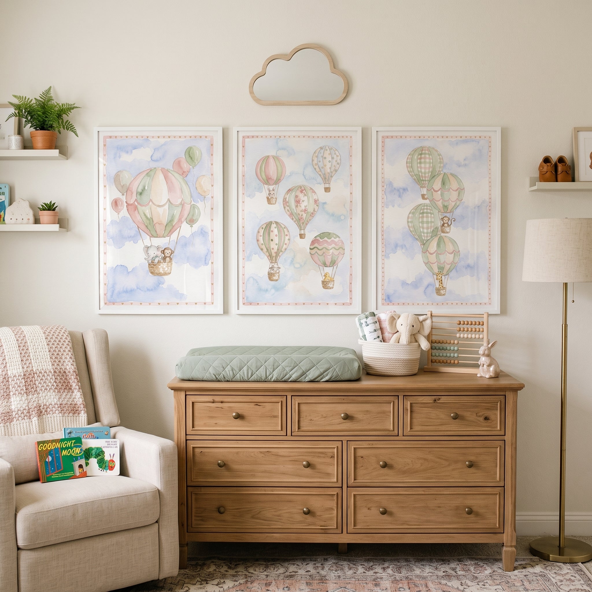 Peach Baby Animal Balloon Wall Art Set Of 3 - Gentle Cloud Travels