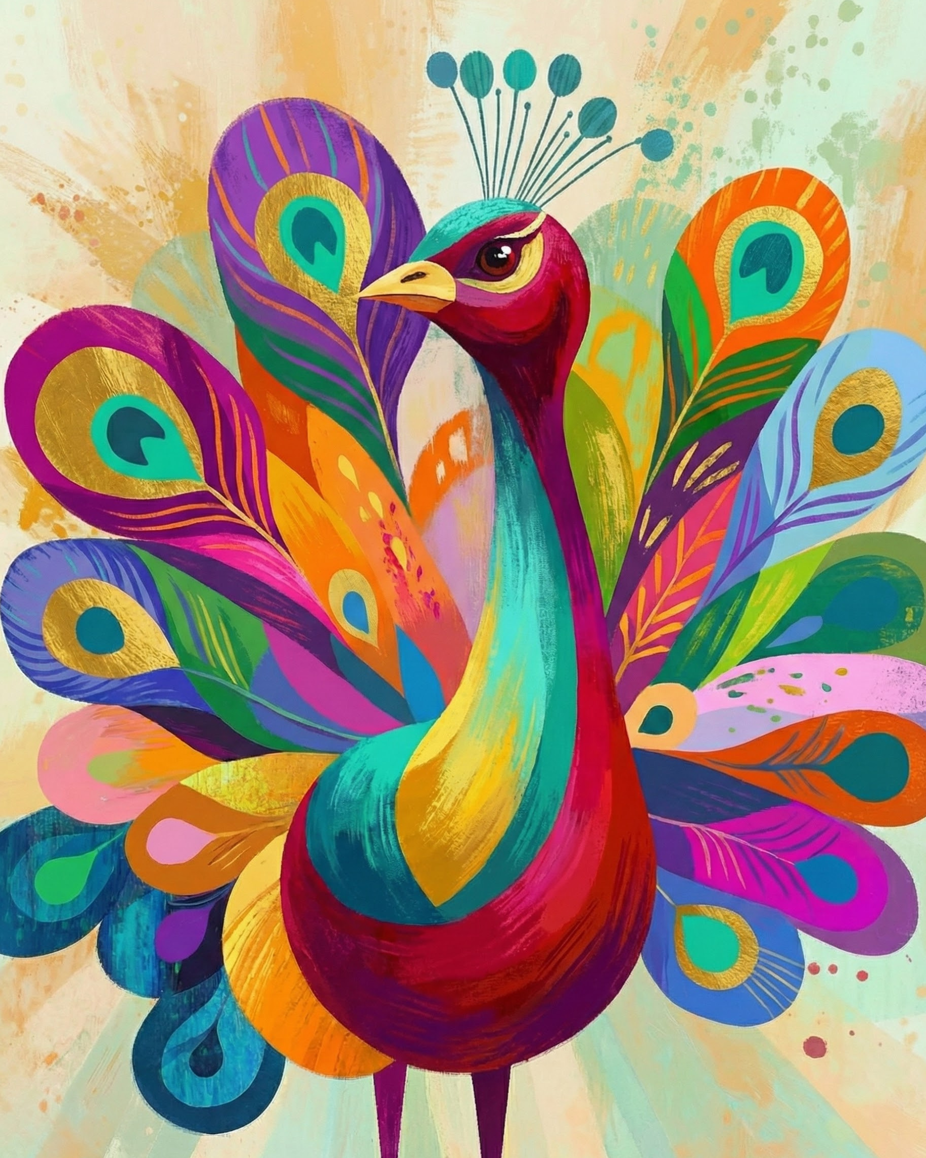 Radiant Impression - Peacock Framed Wall Art for Living Room, Bedroom or Office