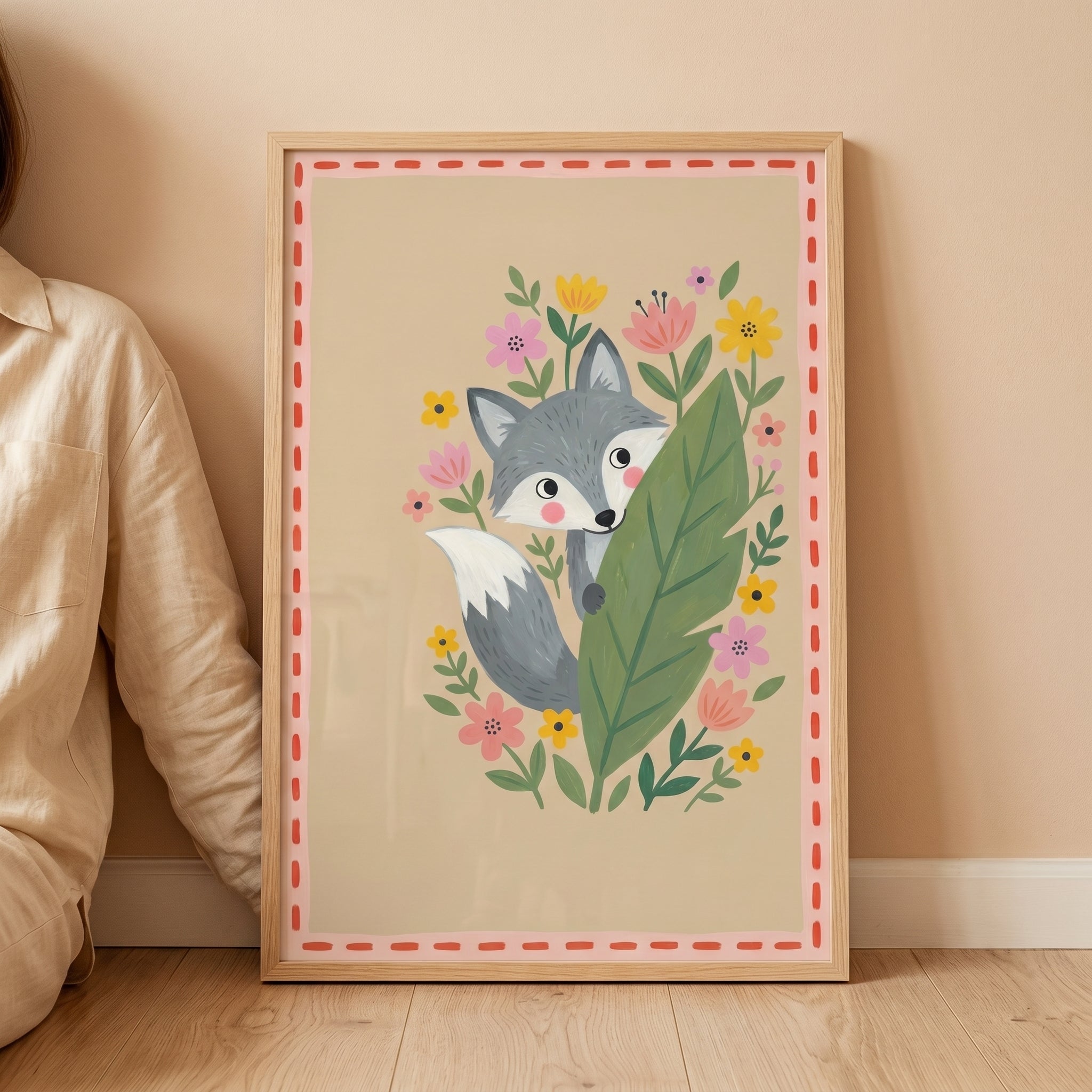 Peeking Forest Grey Fox Wall Art - Peeking Forest Fox