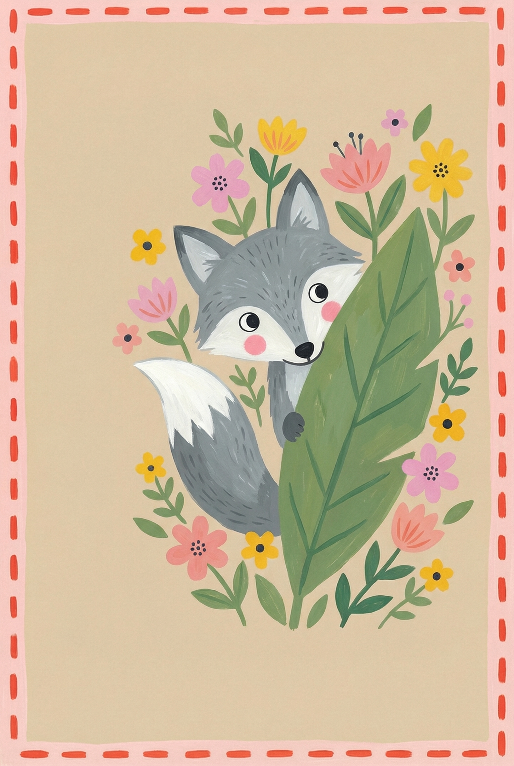 Peeking Forest Grey Fox Wall Art - Peeking Forest Fox