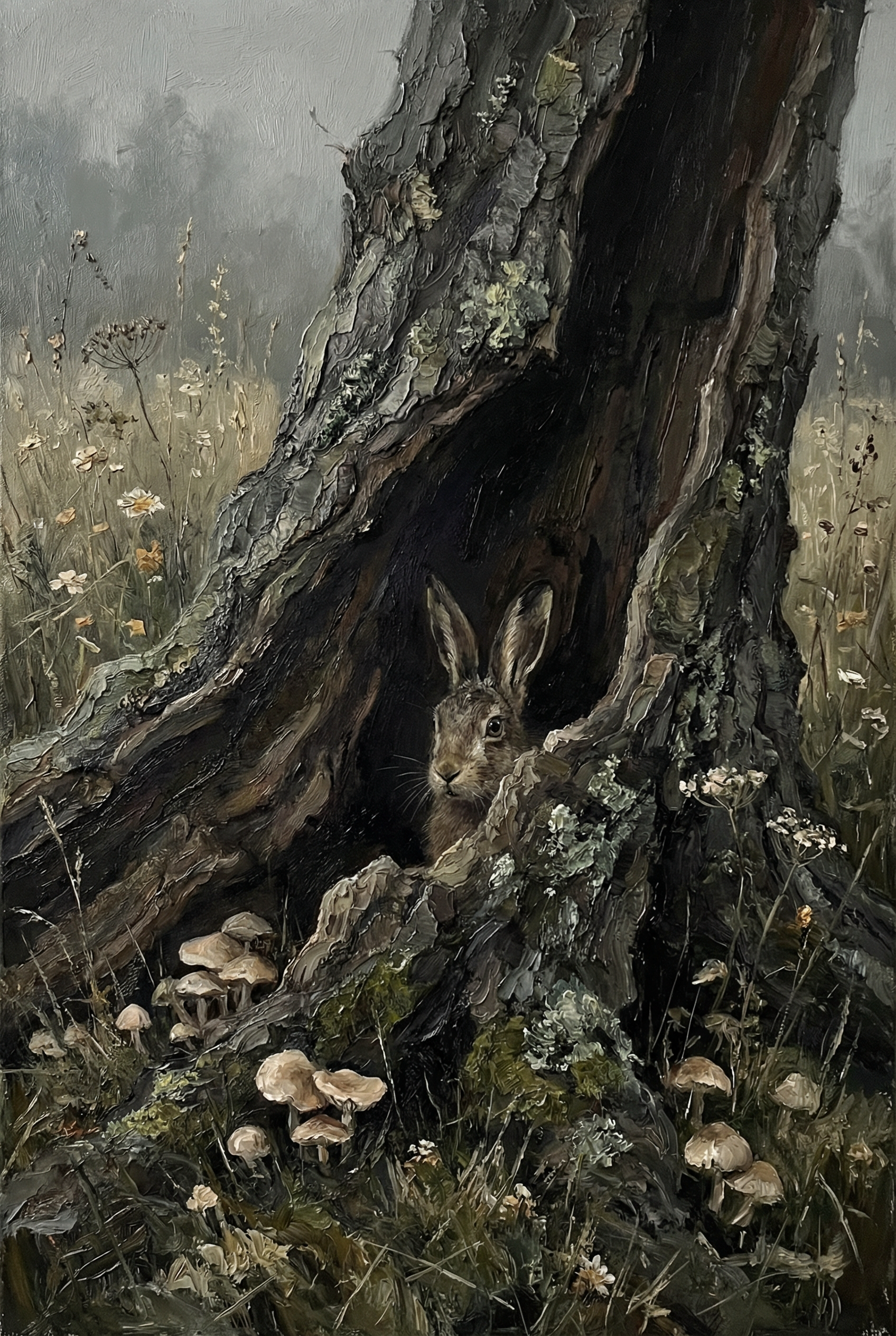 Peeking Tree Hollow Rabbit Wall Art - Hidden Forest Hare