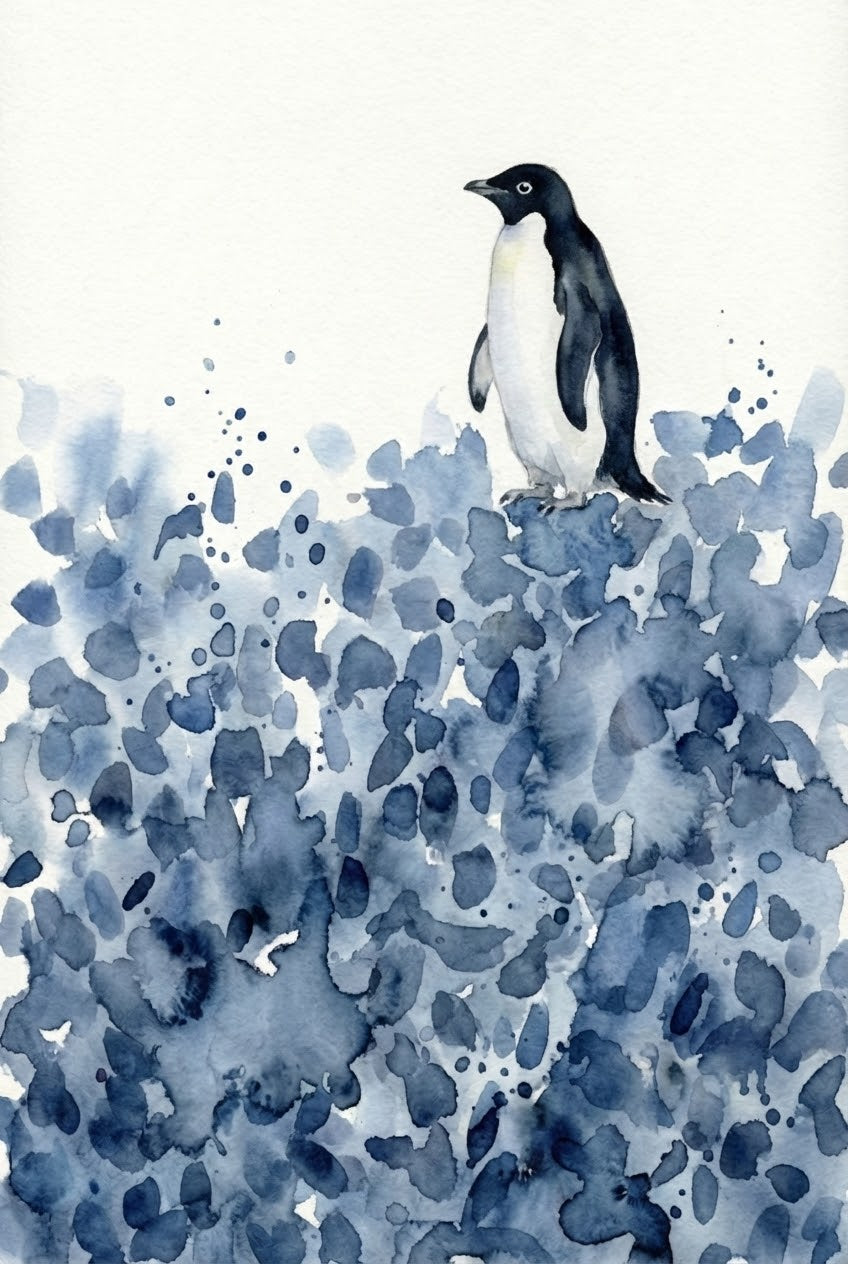 Arctic Splash - Penguin Framed Wall Art for Nursery, Playroom or Kids Bedrooms