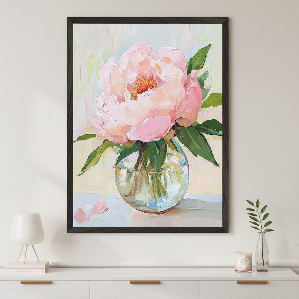 Peony Grace - Peony Wall Art for Living Room, Bedroom or Office