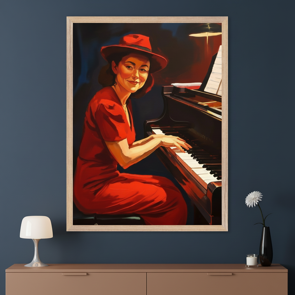 Symphony in Red - Pianist Wall Art for Living Room, Bedroom or Office