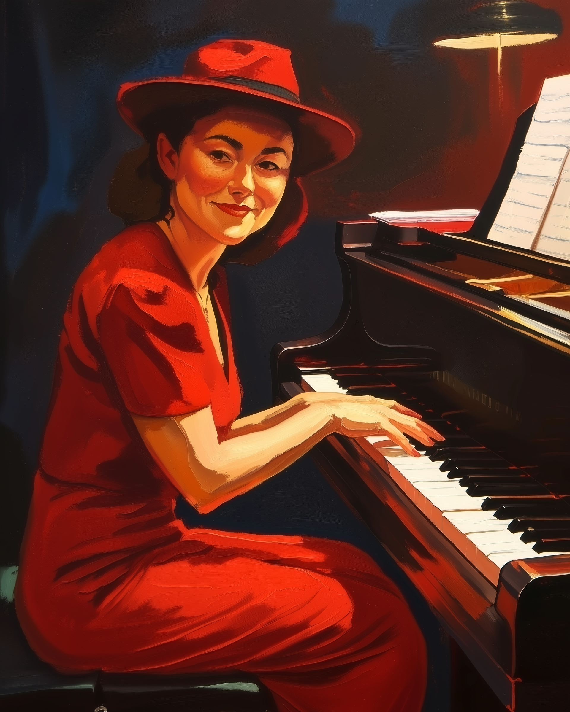 Symphony in Red - Pianist Wall Art for Living Room, Bedroom or Office