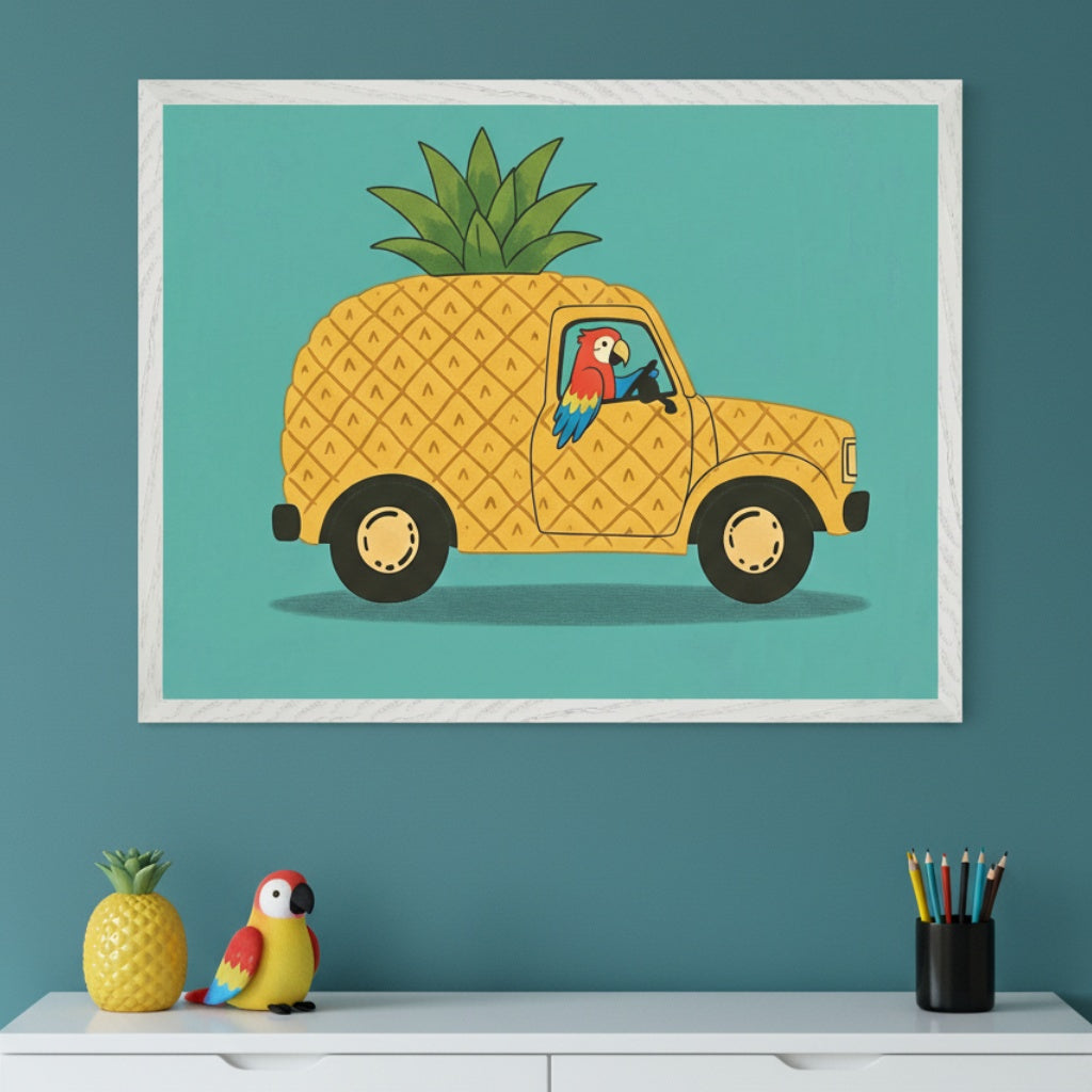 Pineapple Express - Pineapple Framed Wall Art for Nursery, Playroom or Kids Bedrooms