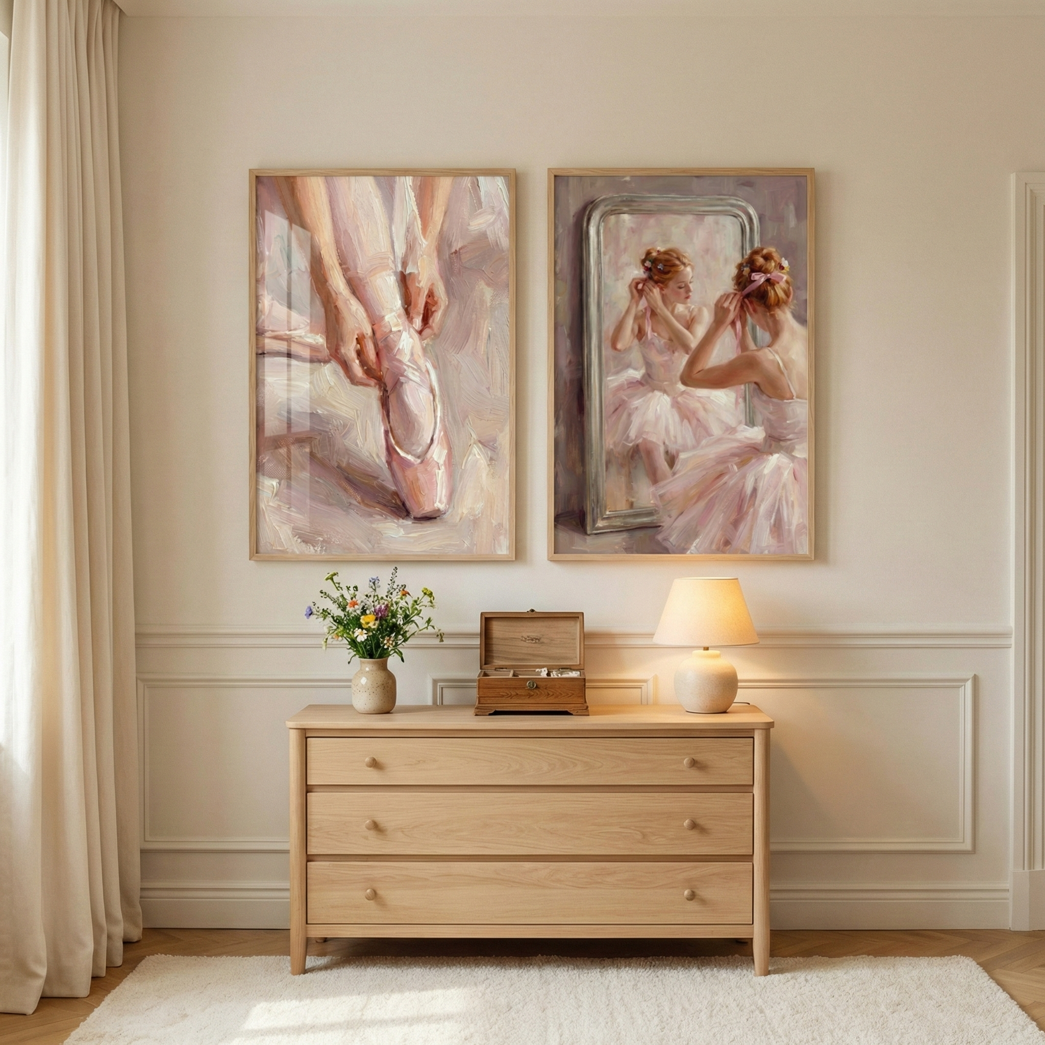 Pink Ballerina Art Set of 2 - Graceful Preparation