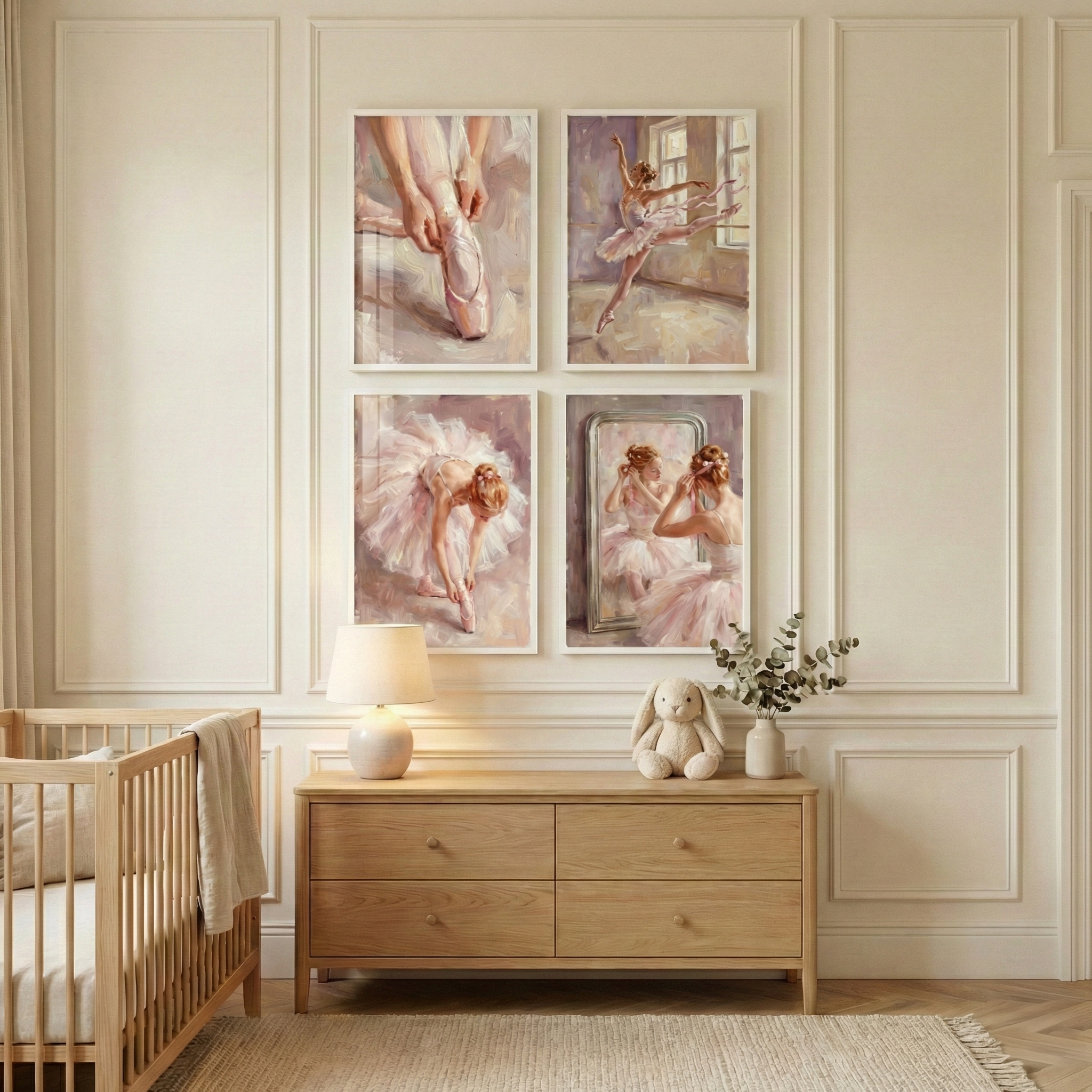 Pink Ballerina Art Set of 4 - Pink Pointe Grace