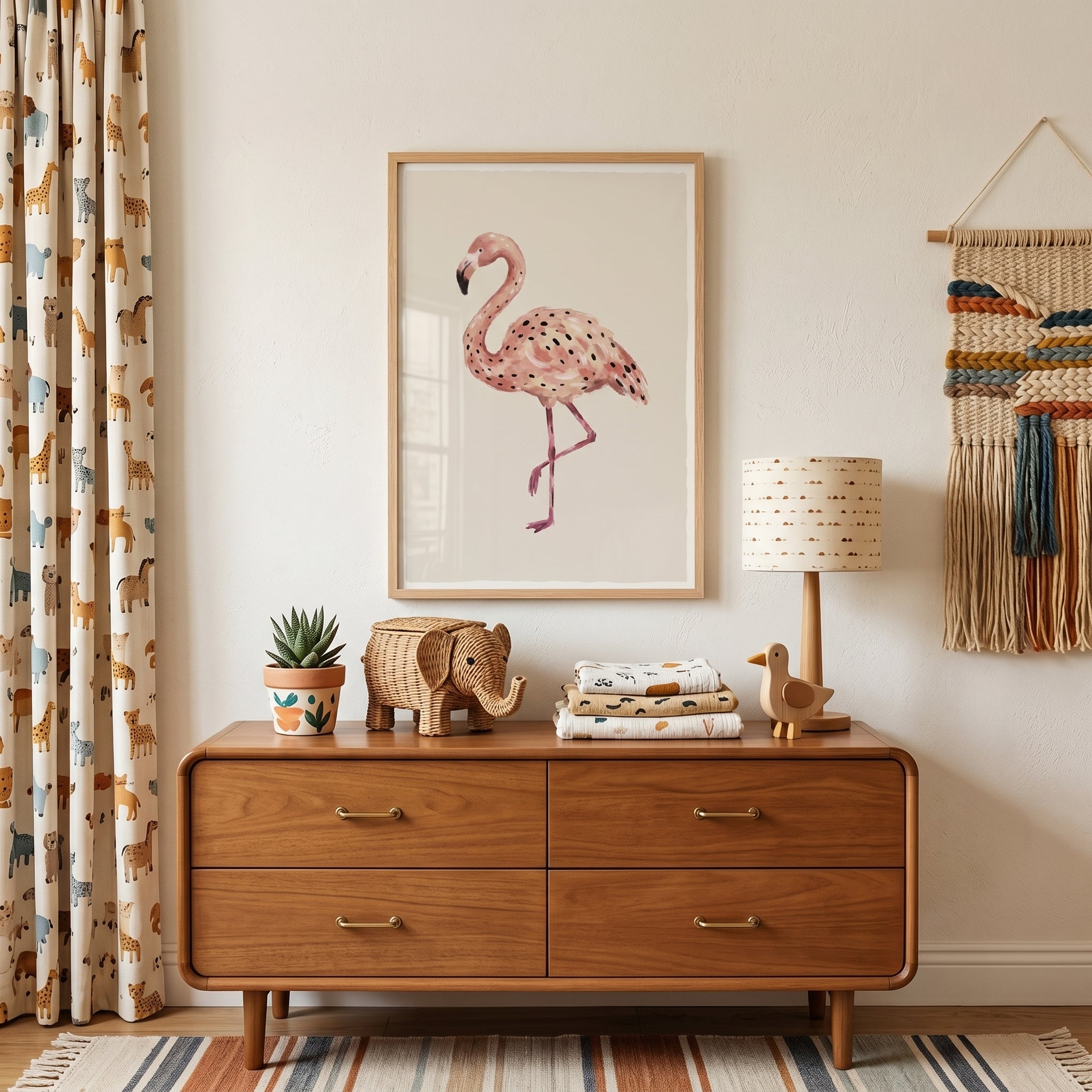 Pink Black Spotted Flamingo Wall Art - Spotted Pink Flamingo