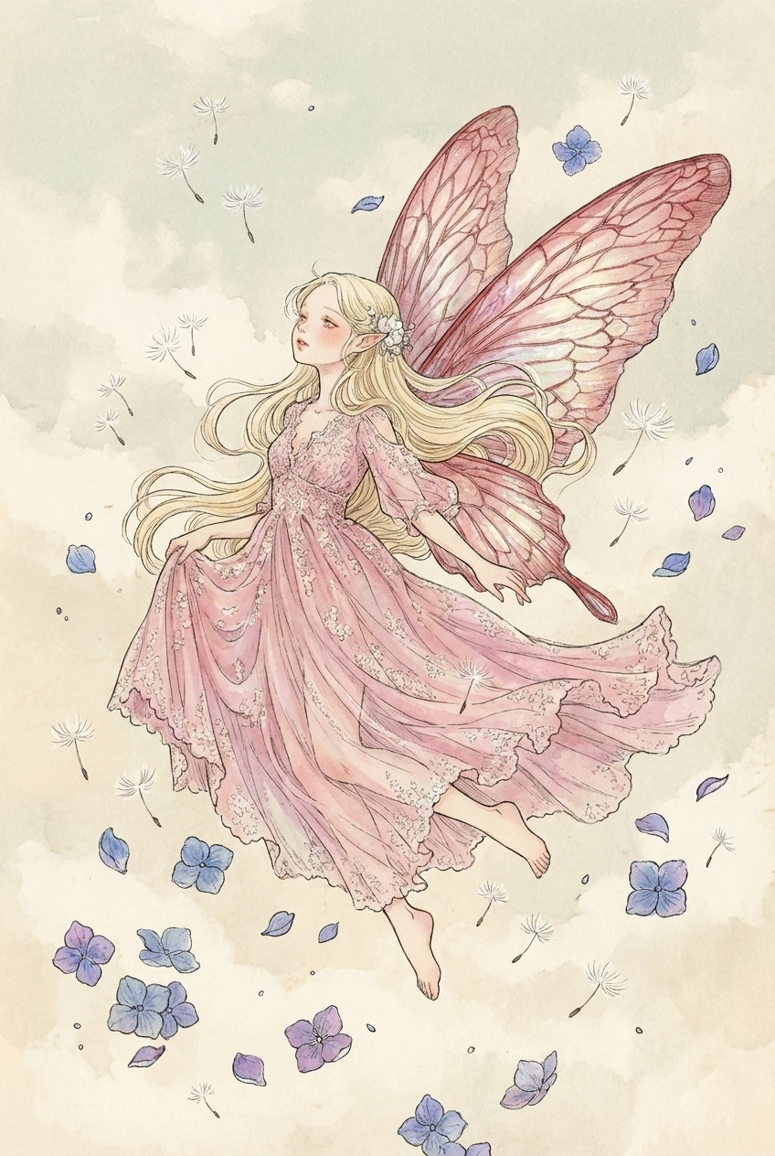 Pink Fairy Wall Art - Ethereal Winged Grace