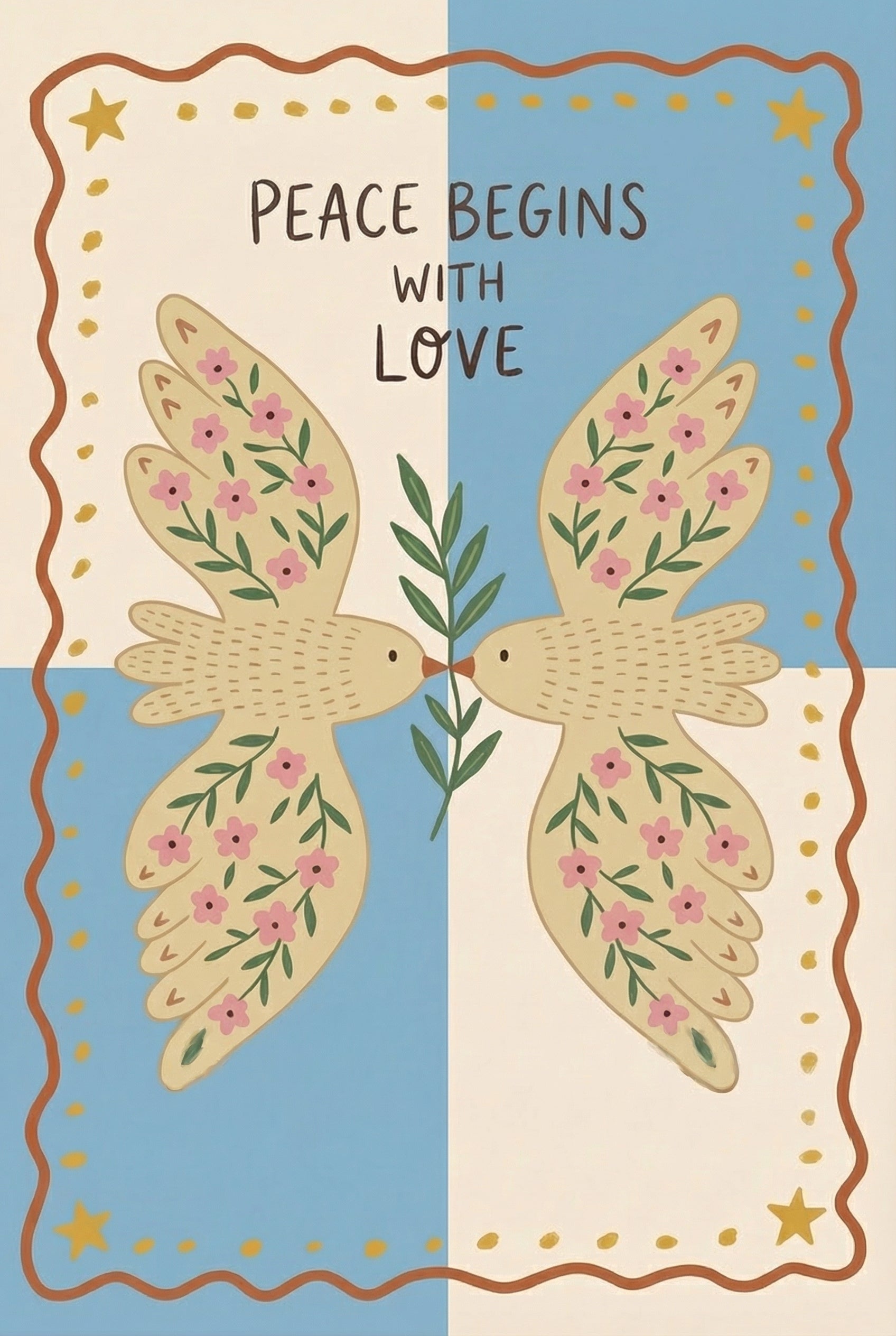 Pink Floral Wing Dove Wall Art - Floral Peace Doves