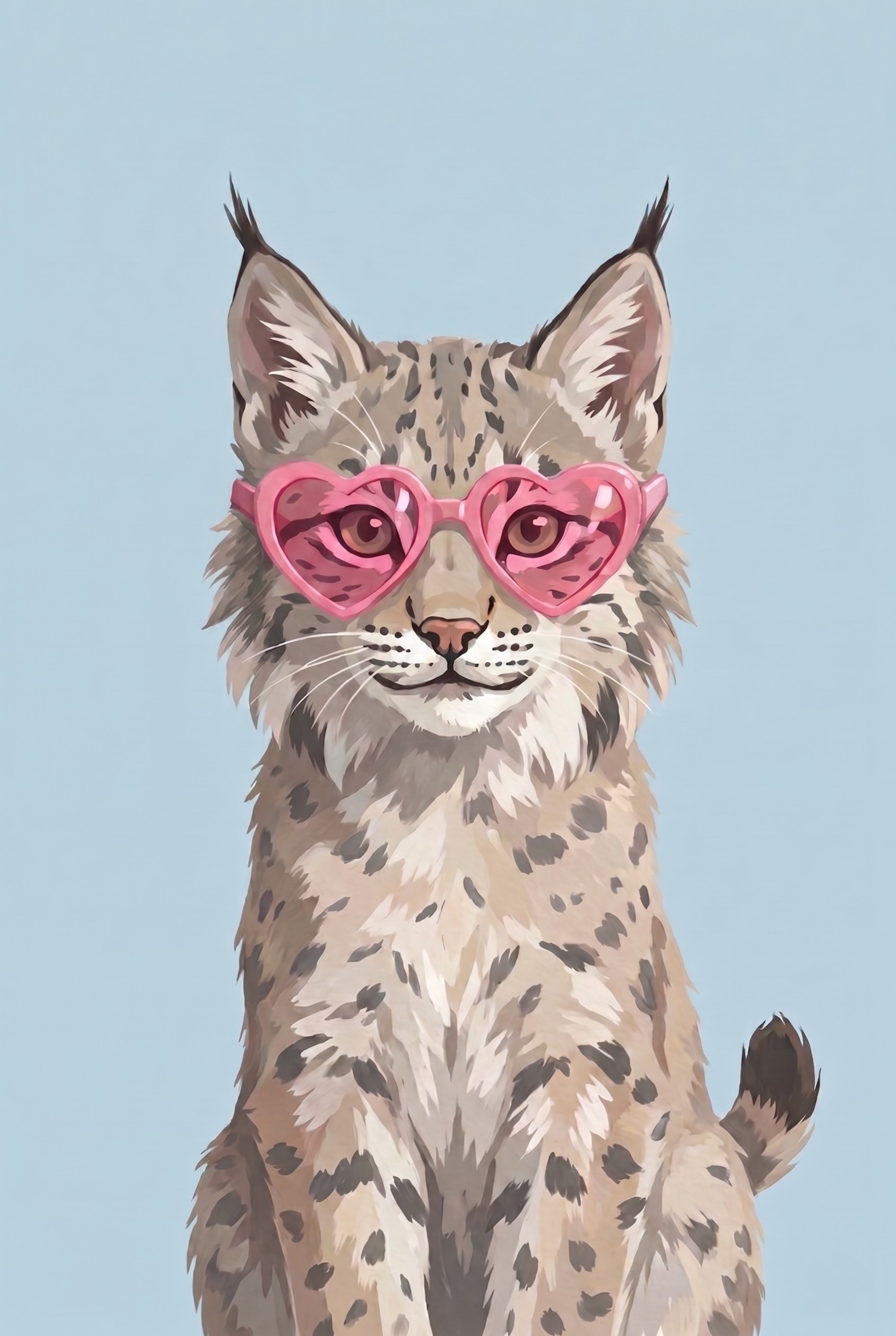 Pink Heart Glasses Lynx Artwork - Heart Eye Lynx