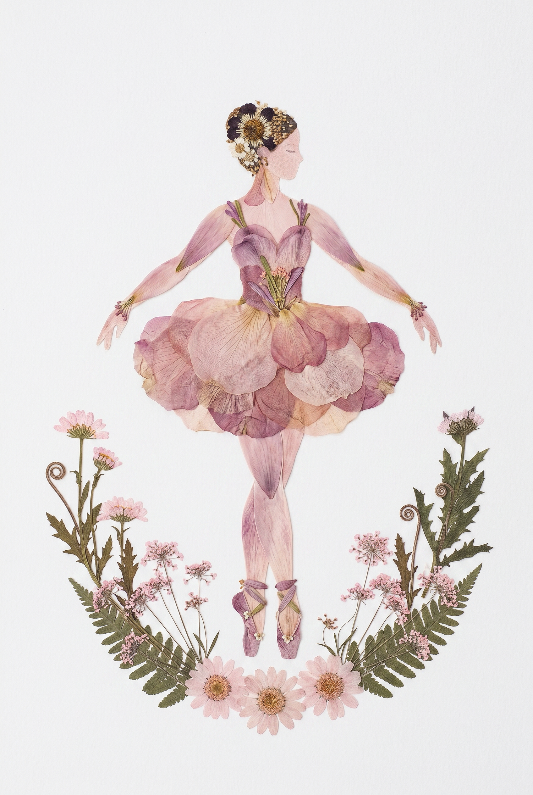Pink Petal Tutu Ballerina Wall Art - Botanical Grace
