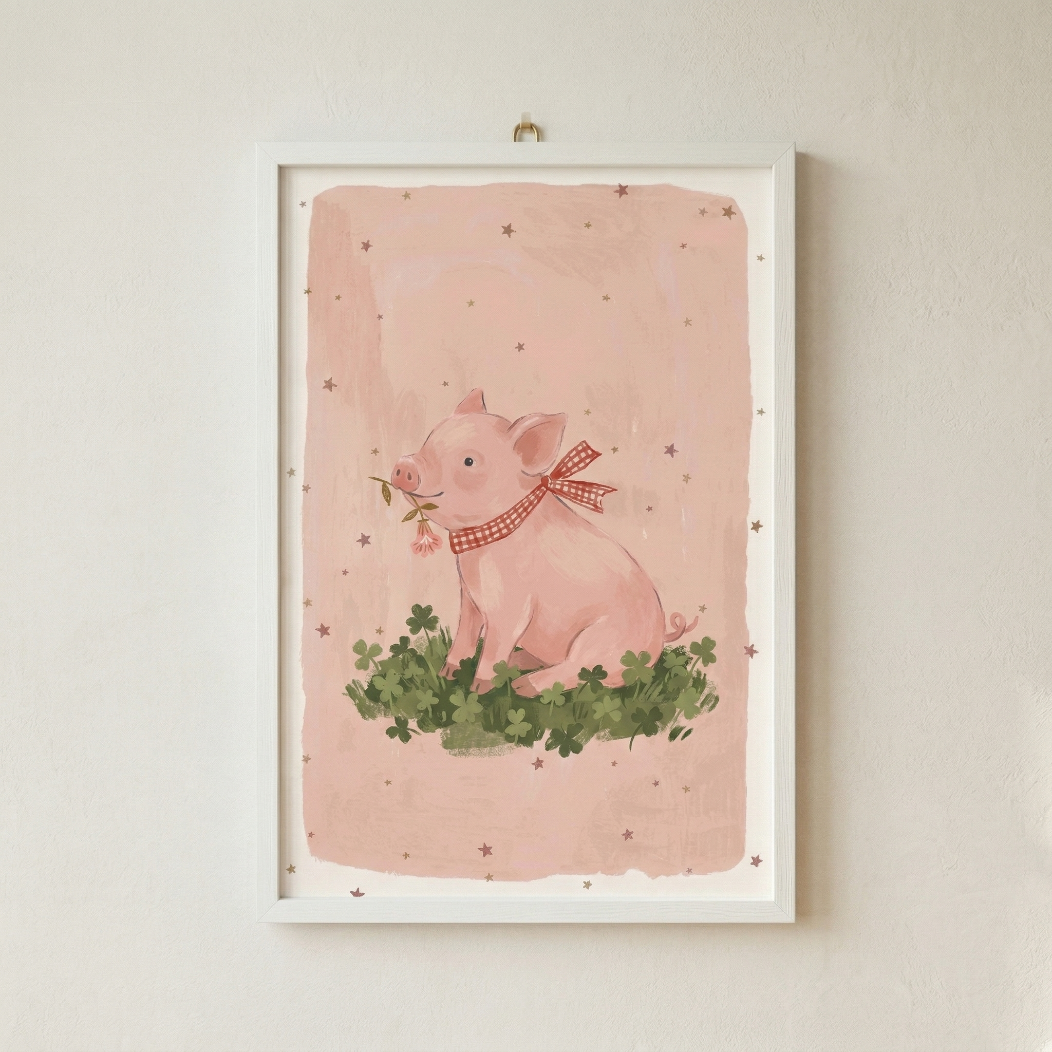 Pink Piglet Wall Art - Lucky Little Piggy