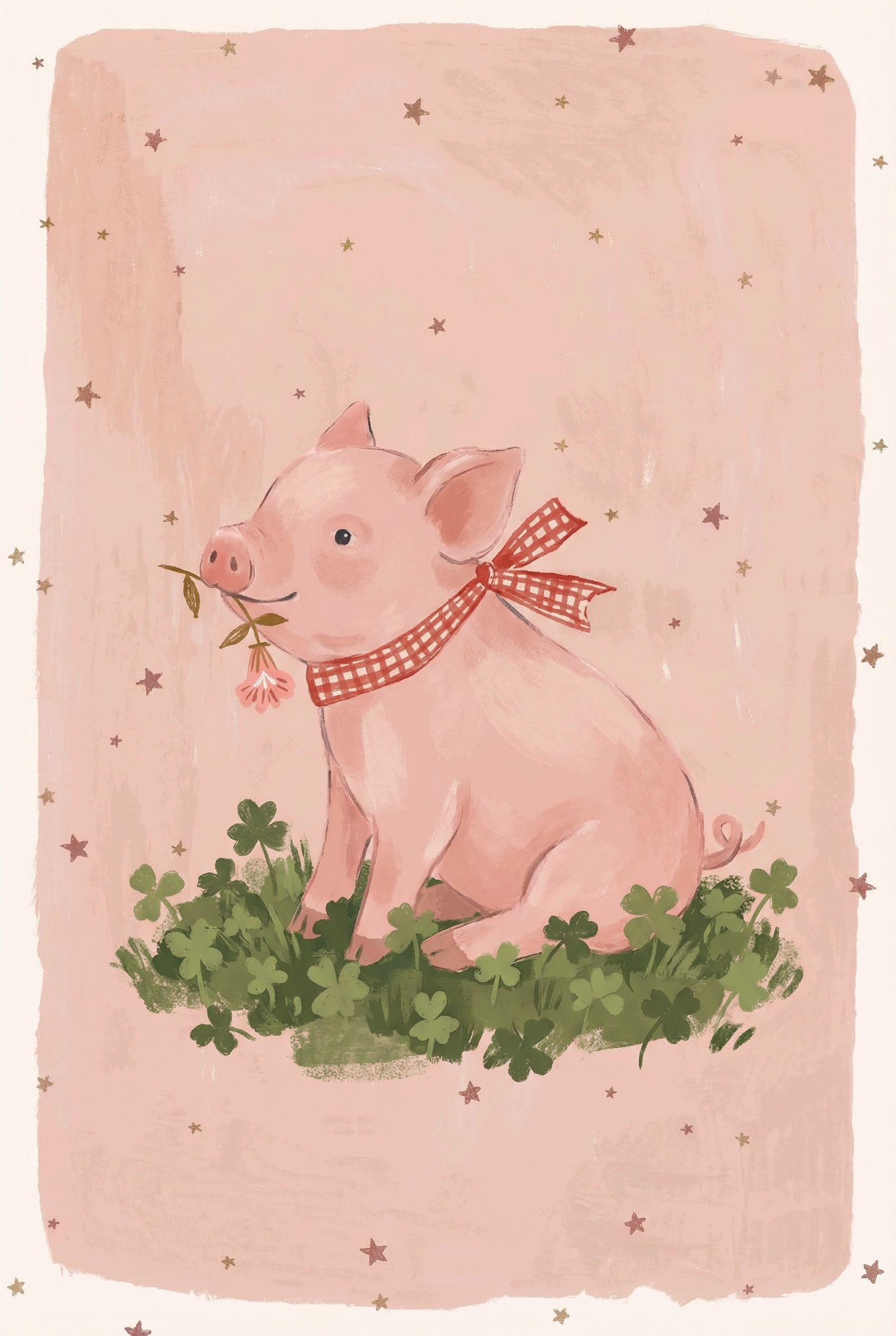 Pink Piglet Wall Art - Lucky Little Piggy