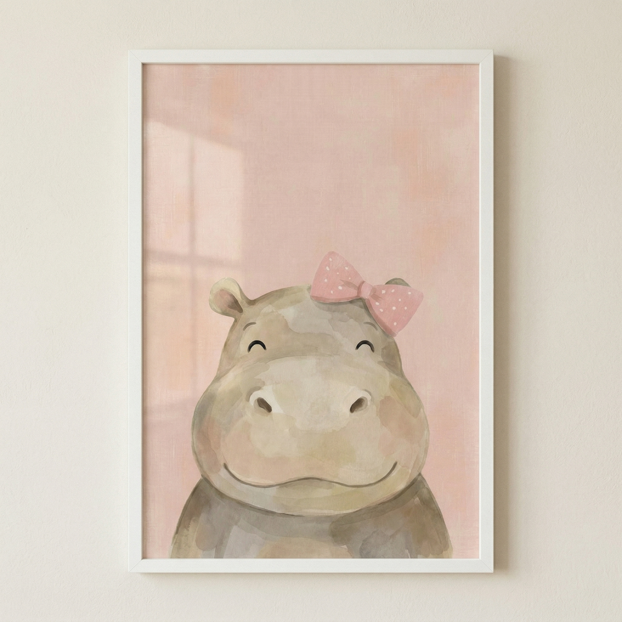 Pink Polka Dot Hippo Artwork - Pretty Pink Hippo