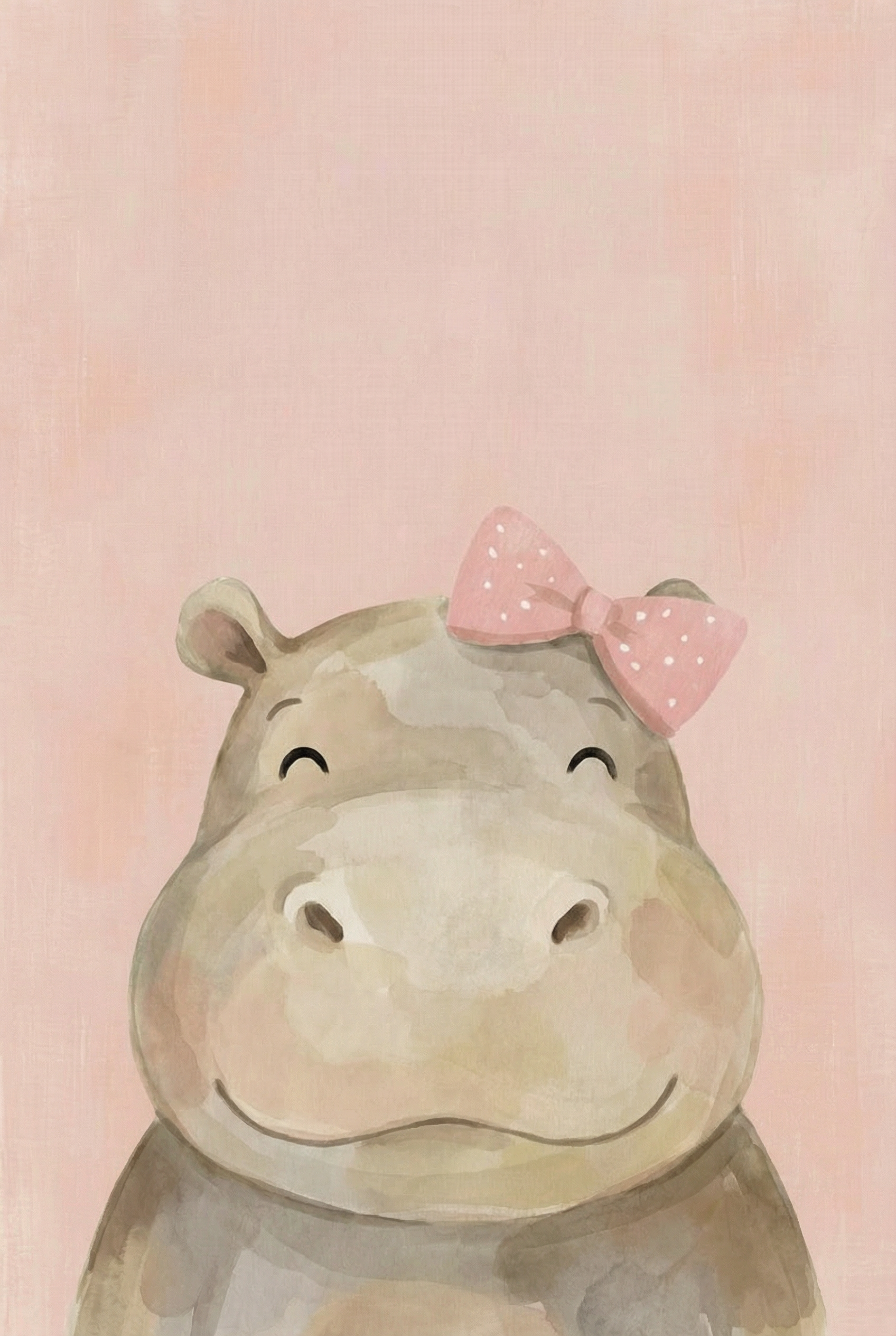 Pink Polka Dot Hippo Artwork - Pretty Pink Hippo