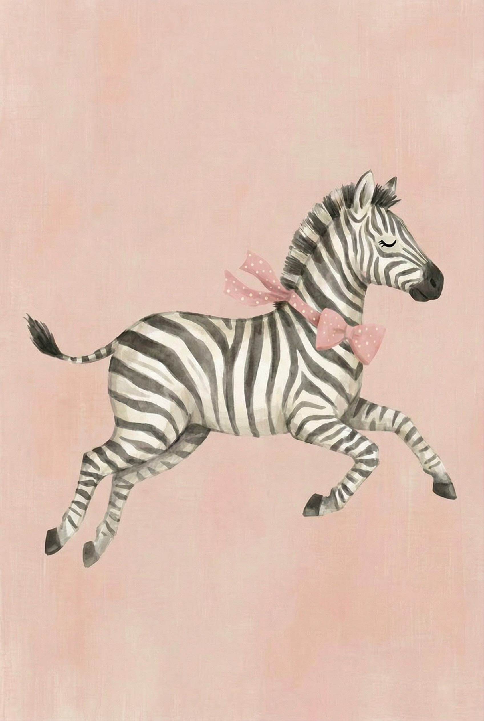 Pink Polka Dot Zebra Wall Art - Sweet Zebra Bow