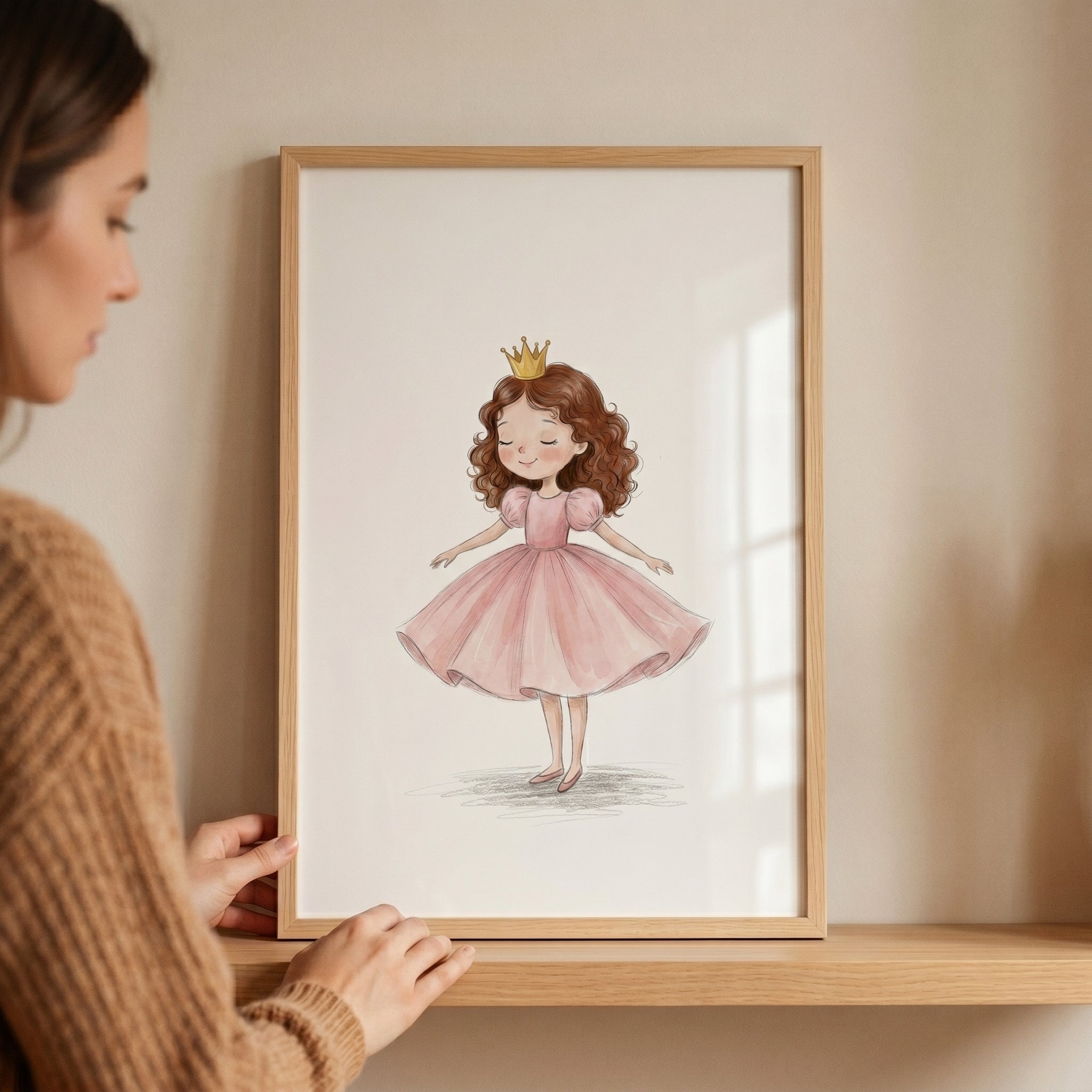 Pink Puffy Dress Girl Wall Art - Little Pink Princess