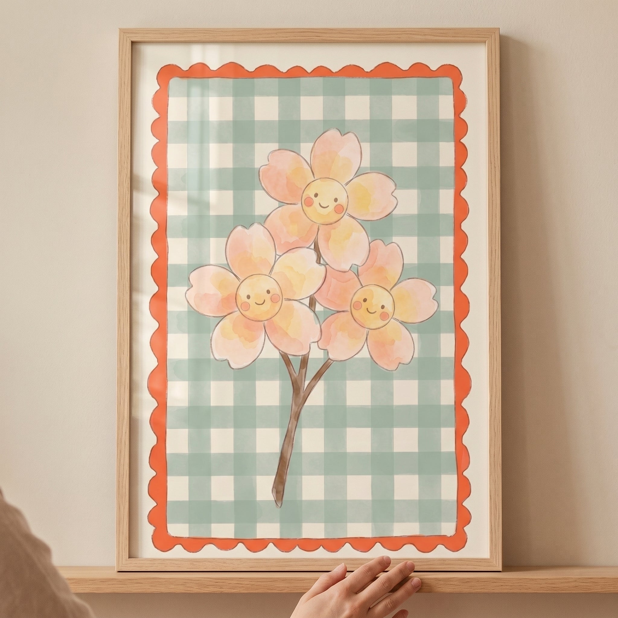 Pink Smiley Face Flower Wall Art - Smiling Floral Trio